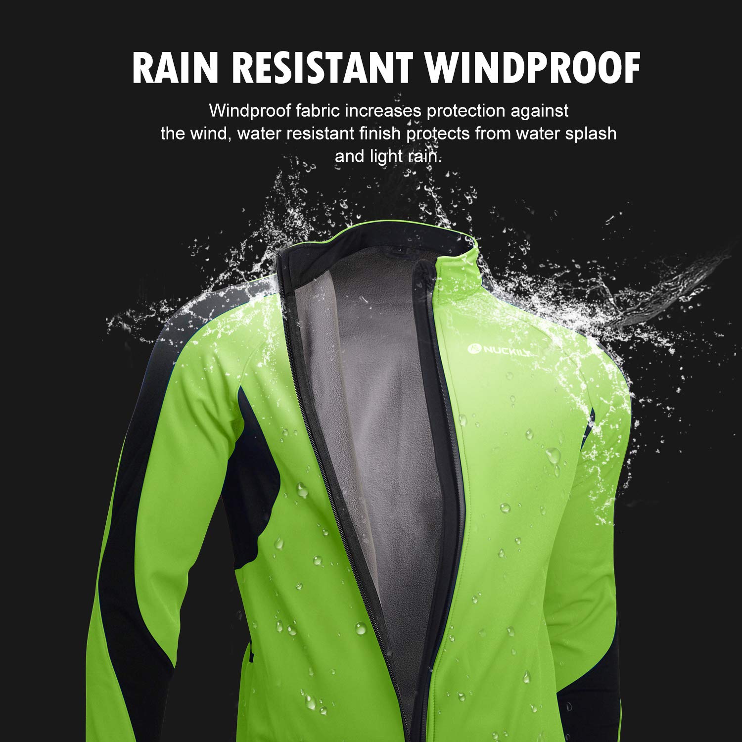NUCKILY Herren Radsport Jacken Langarm Radsportanzüge Radtrikot Radfahren Kleidung Langärmeliges Fahrradtrikot mit Thermofleecefutterfür Herbst/Winter Mit 3 Taschen
