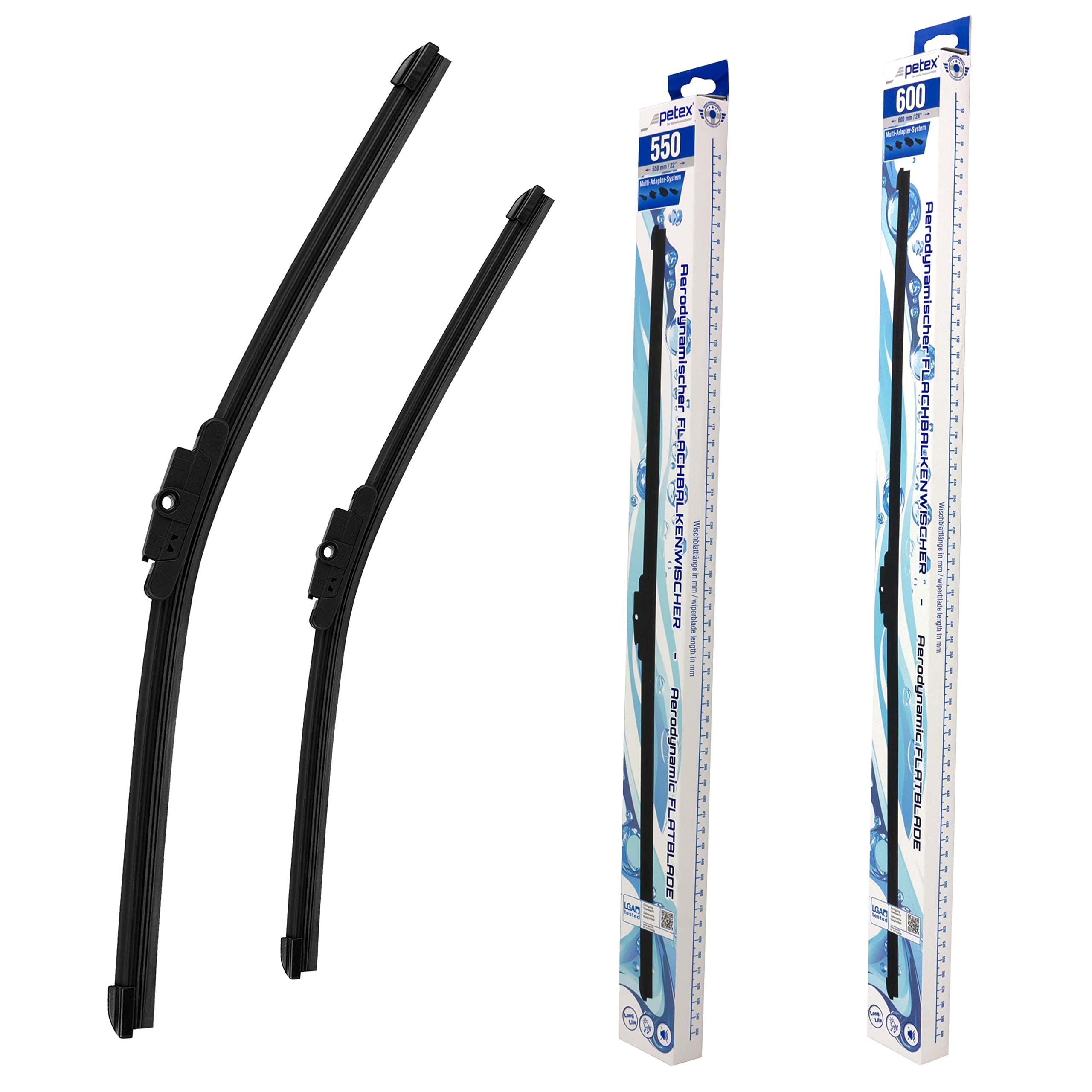 PETEX Windscreen Wipers Length: 550 mm/600 mm - Front Windscreen Set