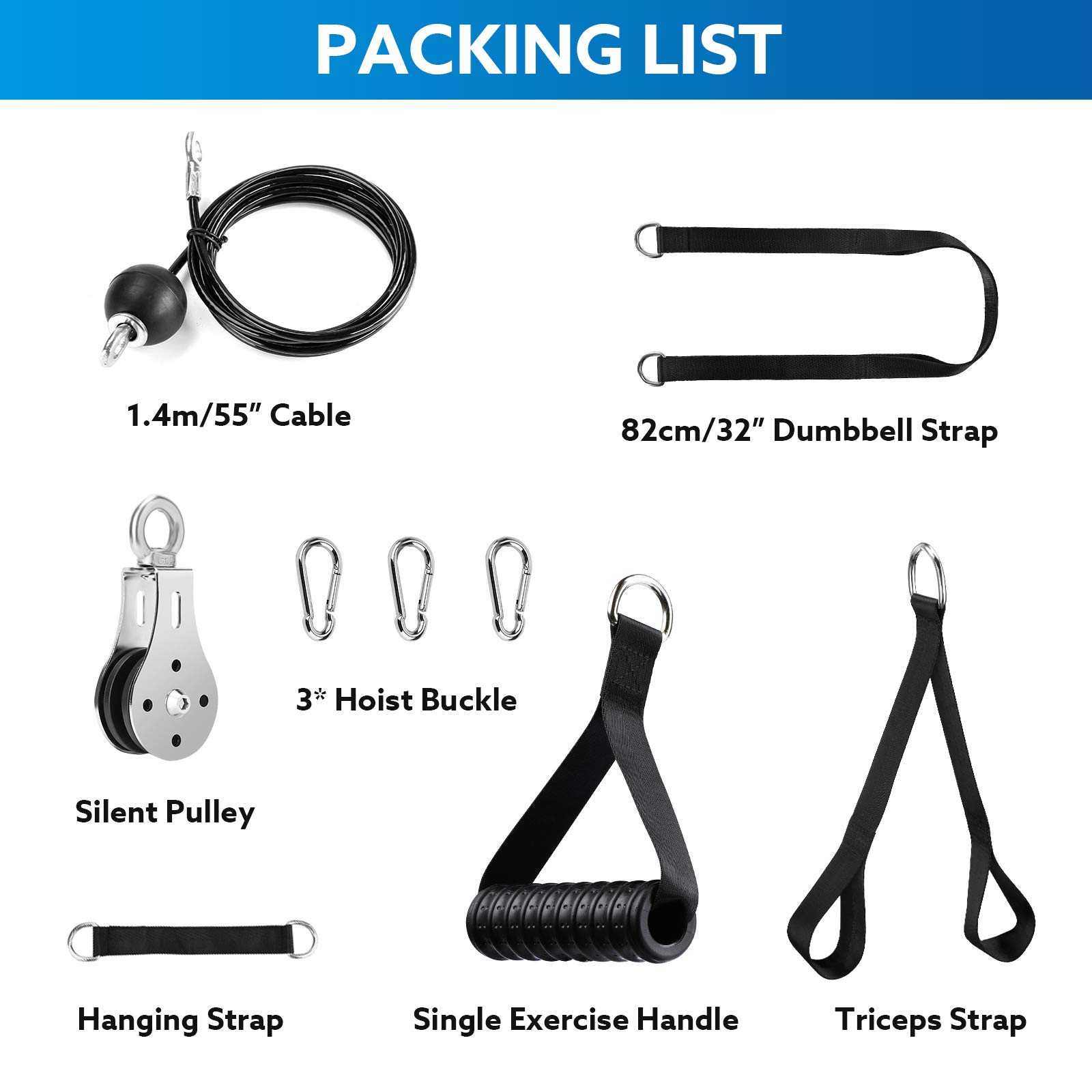 Elikliv DIY Pulley Cable Machine Attachment System, Fitness Cable Pulley System Home Gym