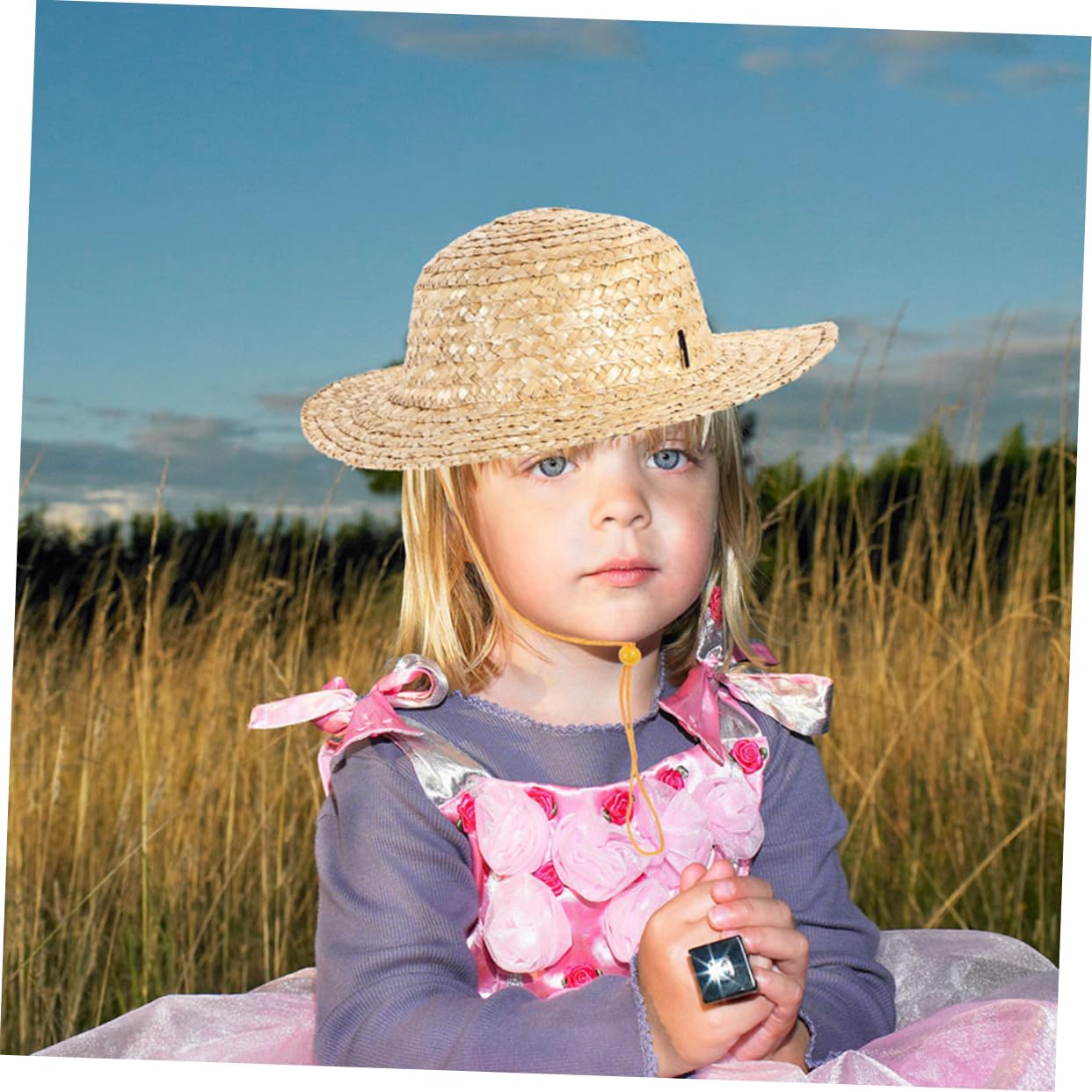 Holibanna Chapeau De Paille Tissé pour Garçon Fille Protection Solaire Large Bord Ajustable pour Plage Et Activités Extérieures Chapeau pour Garçons Et Filles