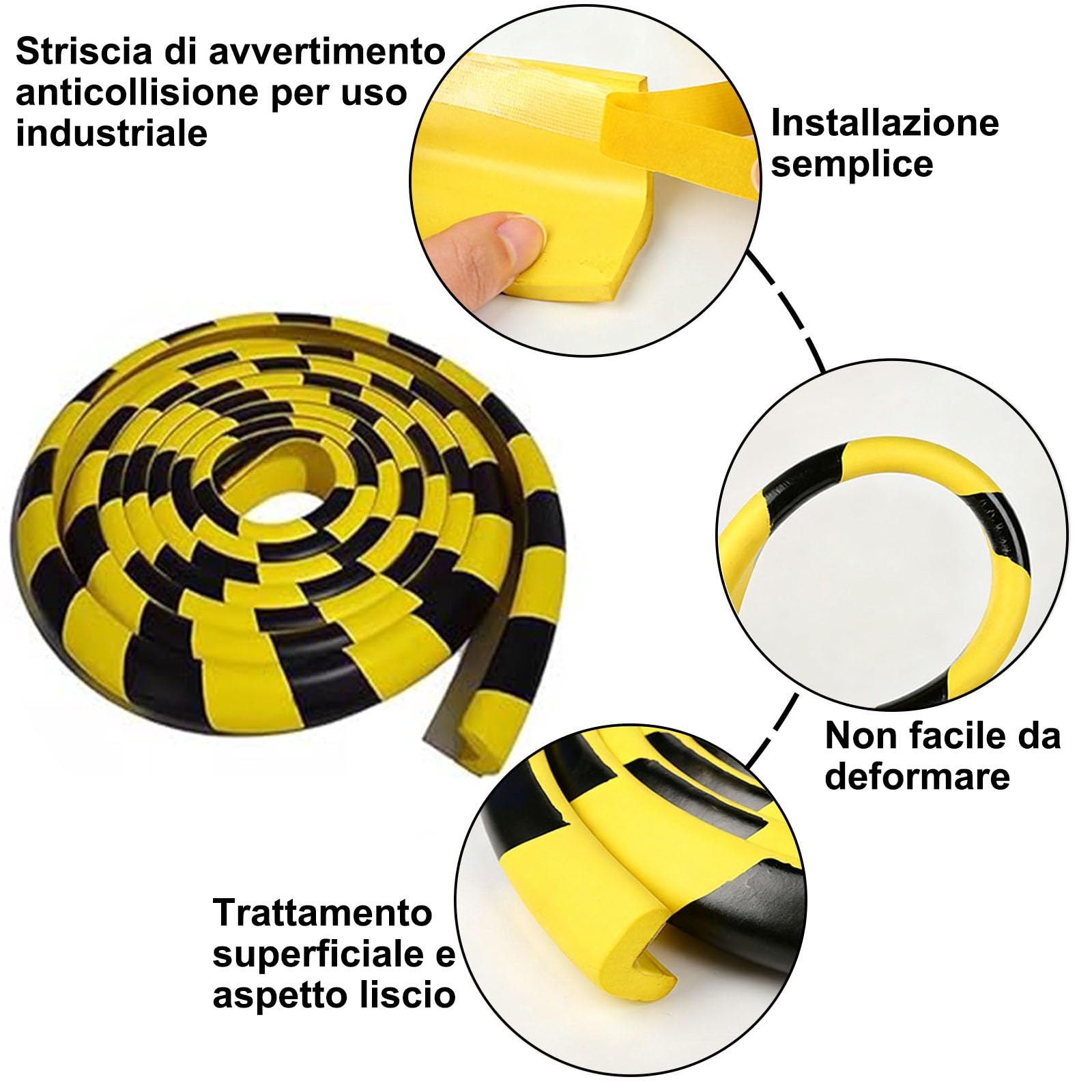 Mousse Protection en Caoutchouc, Coins de Protection d Angles Jaune et Noire en Forme de L, 5M Autocollantes Mousse Antichoc, pour Murs, Ateliers