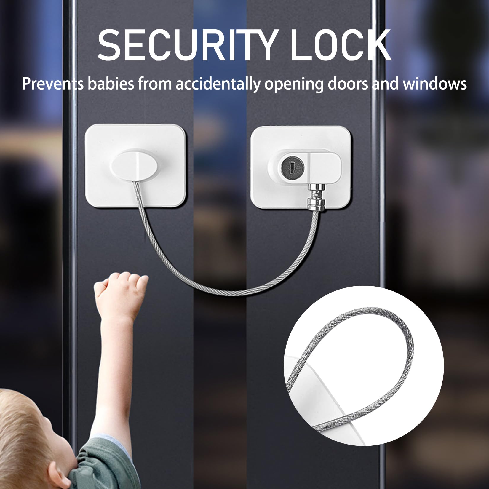 4 piezas seguridad puertas niños candado(Blanco)Seguridad ventanas niños Cierre seguridad cajones bebe Seguro puertas bebe Adecuado para frigoríficos puertas armarios ventanas