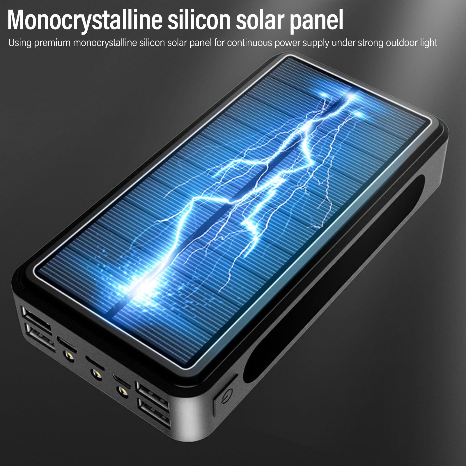 Asixxsix 50000 MAh Solar Power Bank, Portalble Baterble Bateria z latarką, ładowarka Telefoniczna do Domu na Zewnątrz, Aluminium Aluminium Aluminiowe (BLACK)