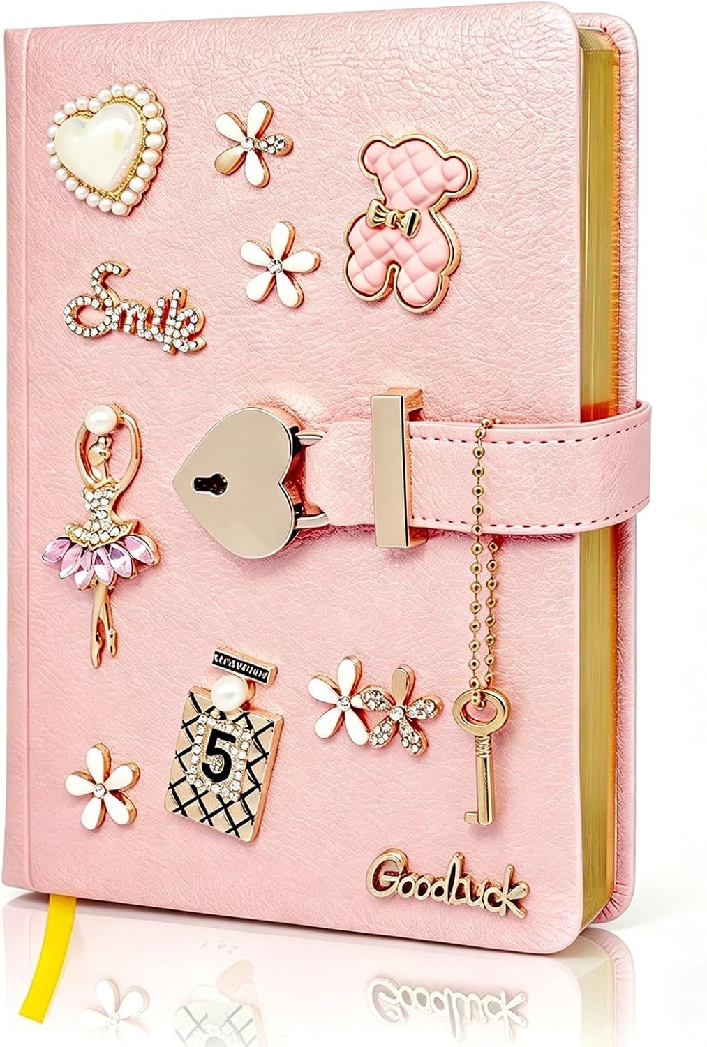 Wonhibo Pink Diary with Lock - Gilded B6 Journal, Elegant Writing Notebook with Alloy Decor - Keepsake Gift for Girls