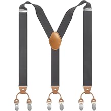 Cedriany Mens Suspender 6 Clips Y-Shaped Heavy Duty With 1.4 Inch Suspenders Elastic Straps