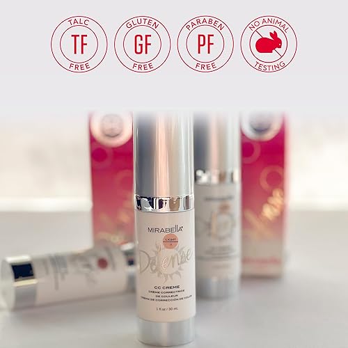 Miniatura 5 de Mirabella Defense CC Creme - Base hidratante y calmante de cobertura completa con mineral SPF 20, base CC Cream con protector solar y ácido