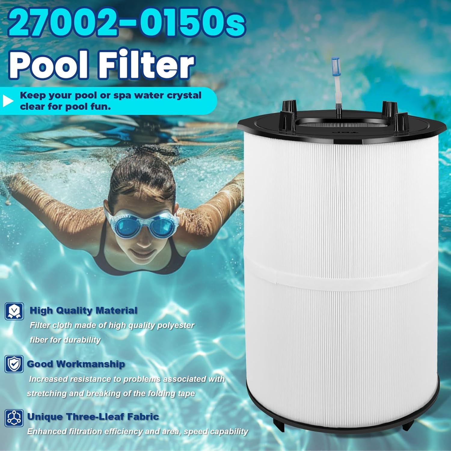 27002-0150S Pool Filter Cartridges, Compatible with Sta-Rite 27002-0150S System 2 PLM150 Modular Media Pool and Spa D.E.Filter, with 24800-0121 Air Bleed Assembly, 150 sq. ft - Image 6