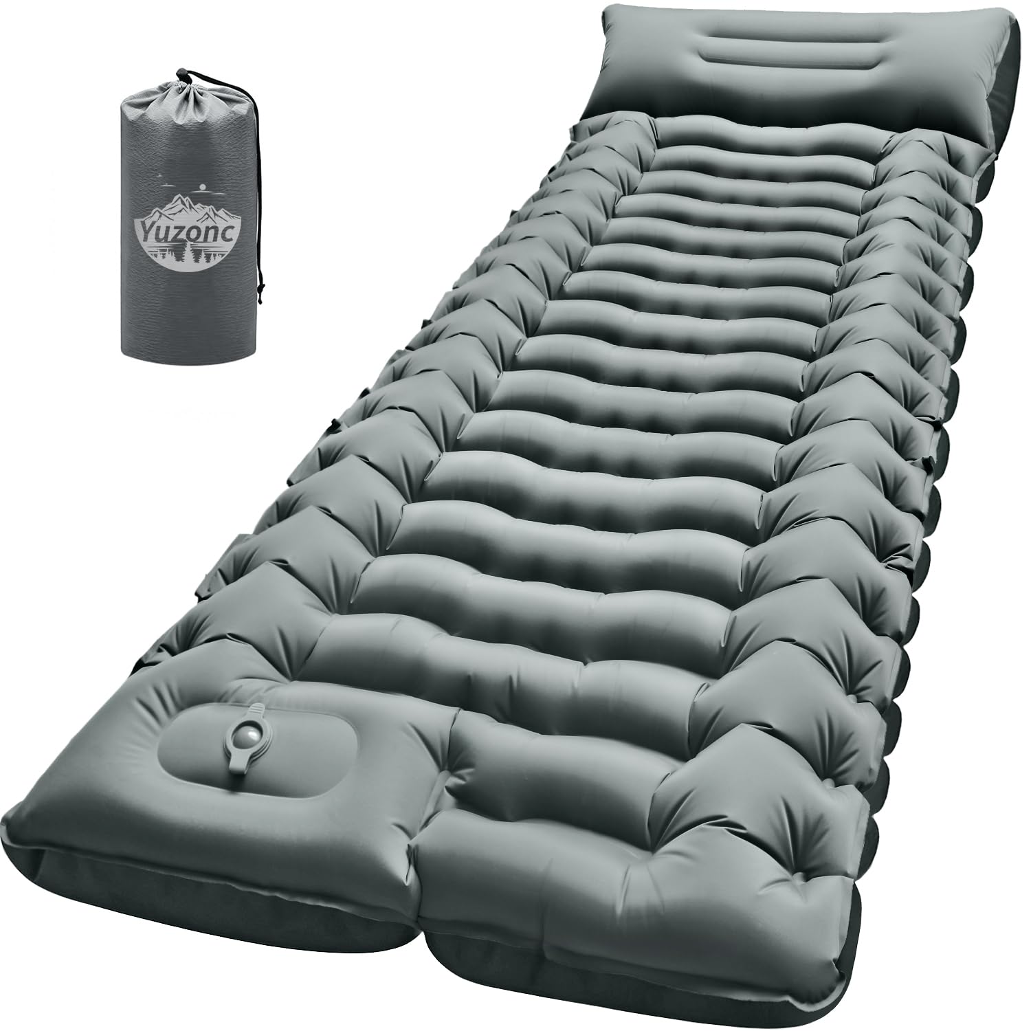 Yuzonc Camping Sleeping Pad, Ultralight Inflatable Camping Mat with Pillow Built-in Foot Pump Portable Inflatable Sleeping Pads
