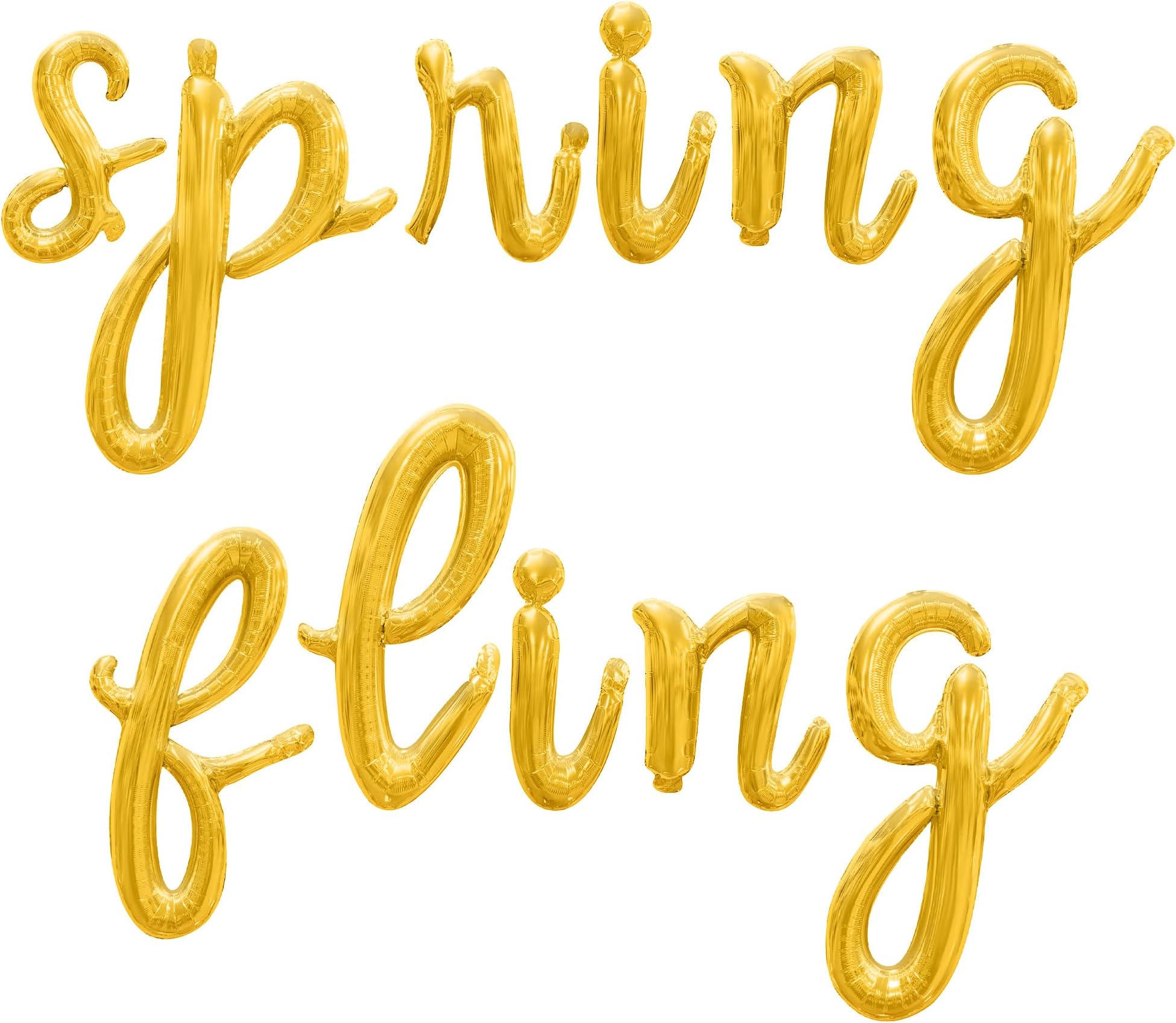 Cursive Script Letter Balloons - SPRING FLING 16" Inch Alphabet Letters Foil Mylar Balloon Bachelorette or Bridal Shower Party Banner (Gold)