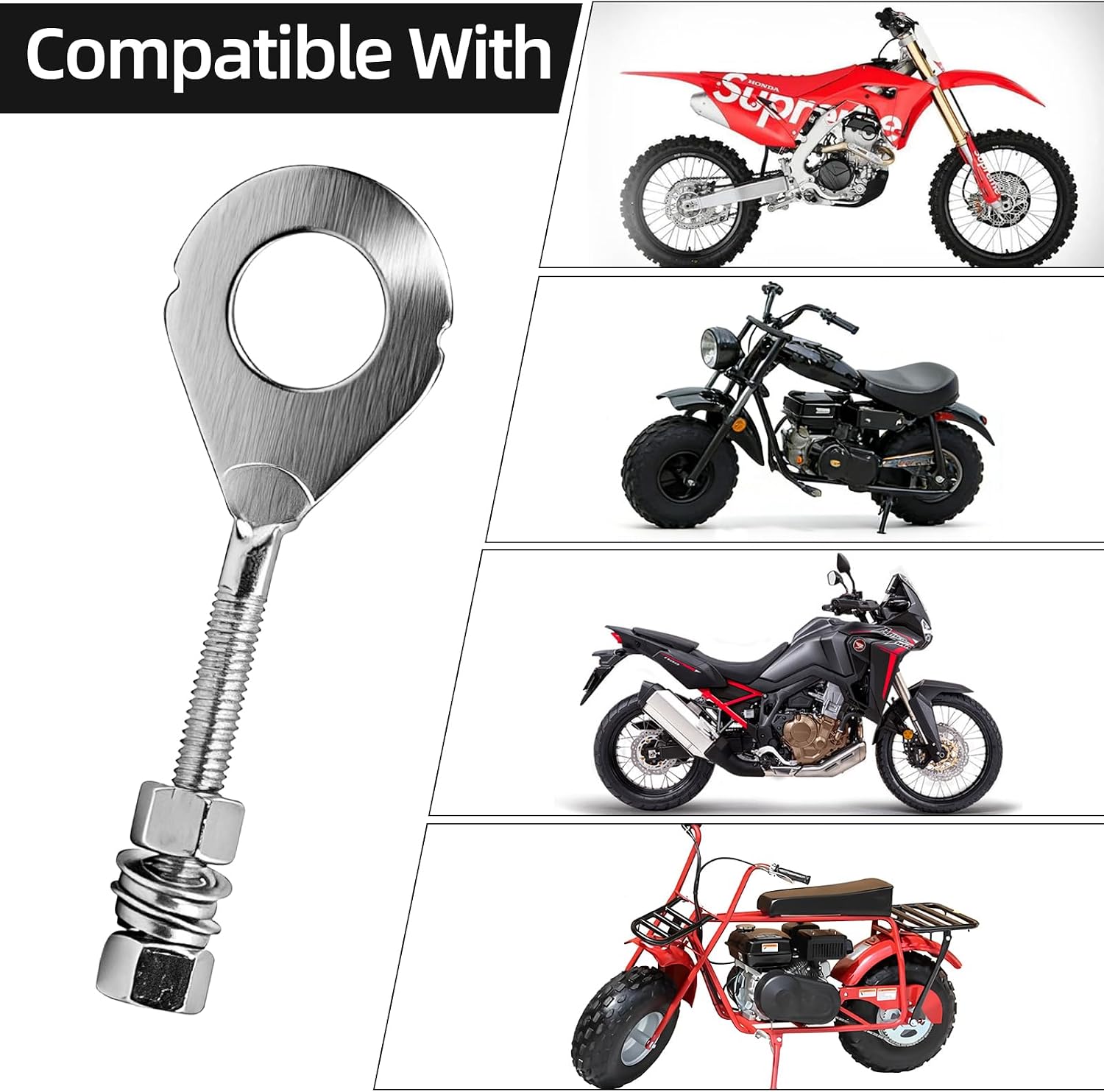 15mm Axle Adjuster Chain Tensioner Adjusters for 50cc-250cc 196cc 6.5HP Mini Bikes and ATV Honda CRF (2 Pack)