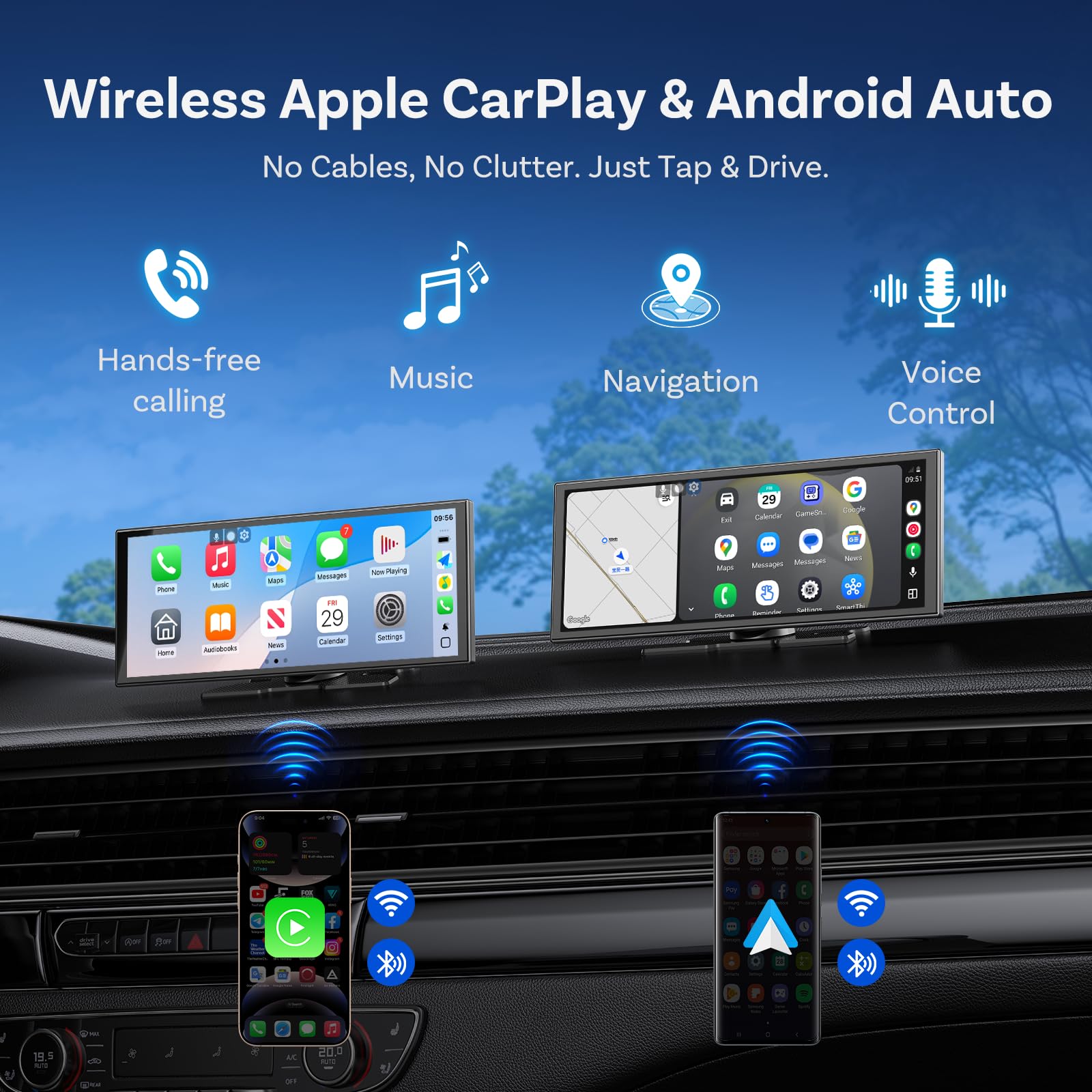OTTOCAST Ottoscreen AI, 11,4 Pulgadas Pantalla Coche Carplay y Android Auto,Inalámbrico Carplay mit Youtube/Tiktok, Pantalla para Coche con 1080P Cámara de Marcha atrás,Navegador GPS, Android 15OS