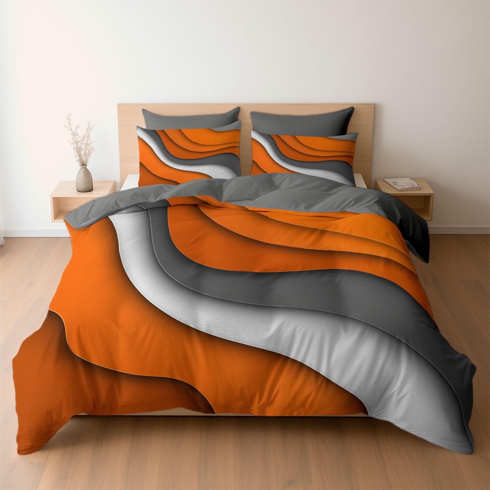 Housse de couette réversible au style géométrique gris pour relooker votre chambre