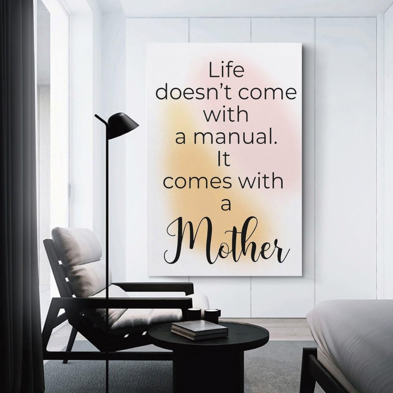 Junmoney Life Doesnt Come With Mom Canvas Wall Picture, 24x36inch(60x90cm), for Home, Office, Studio Or Guest Room, A Flexible Wall Accent for Shared Spaces