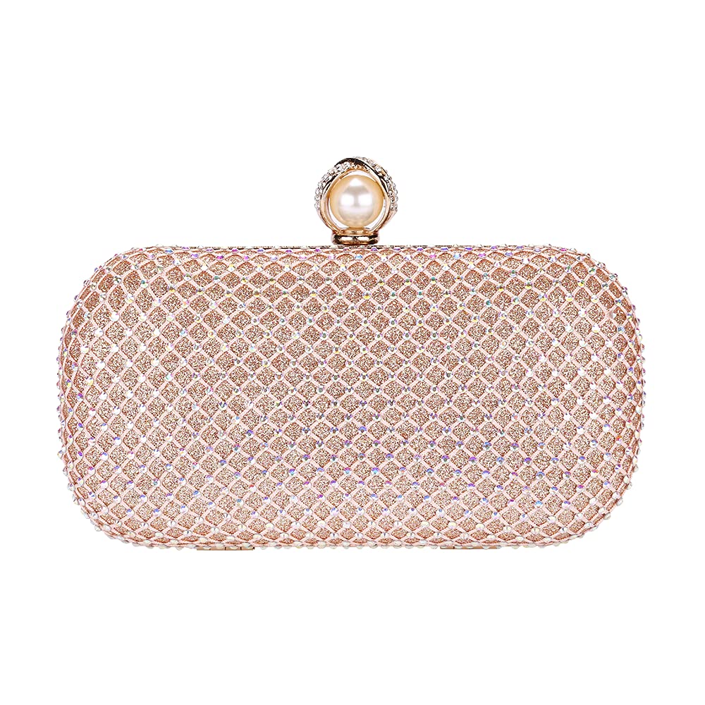 Evening Bag Rose Gold Glitter Clutch Bag Mulian LilYM106 Glitter