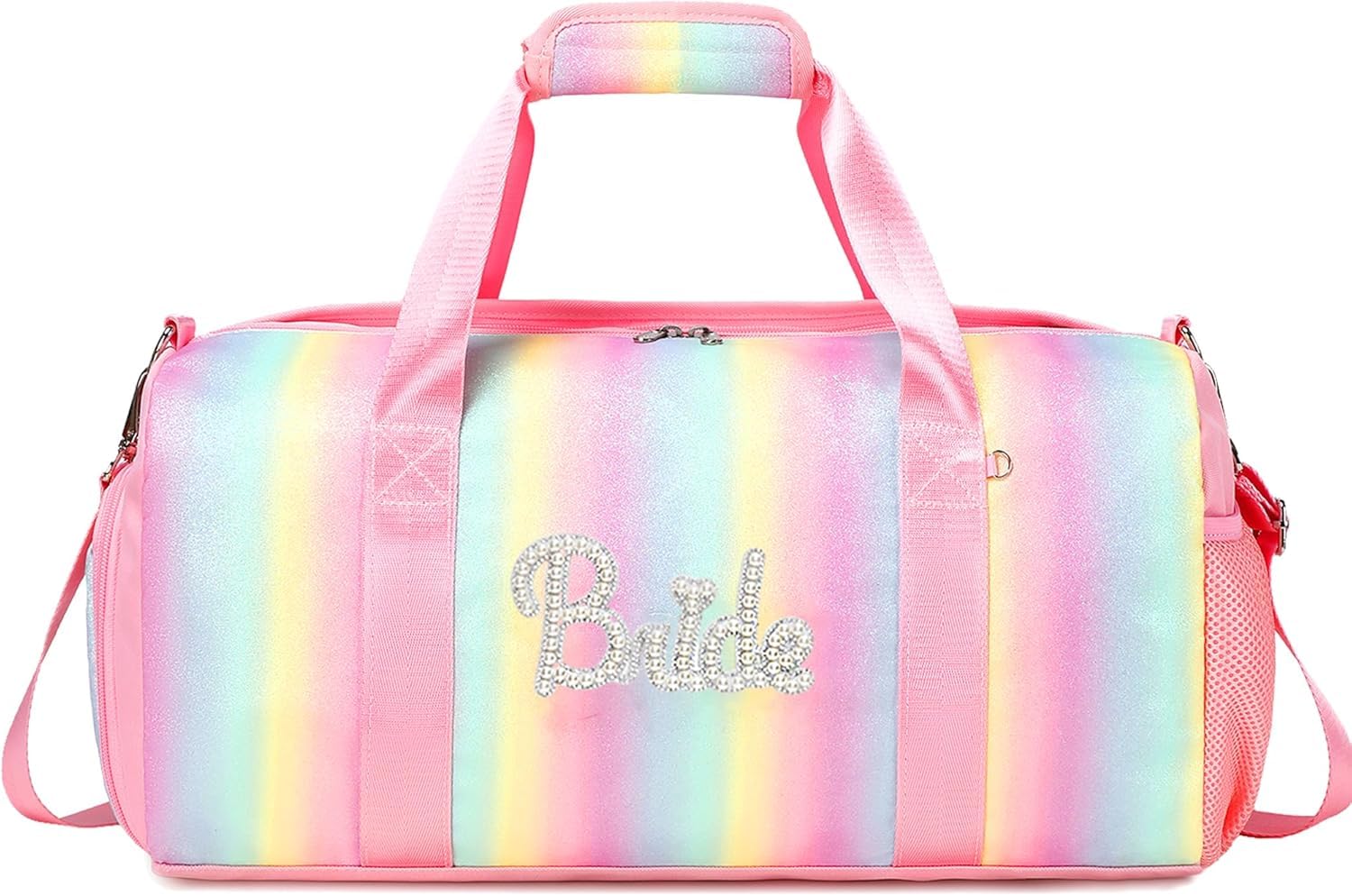 Glitter Bride Dance Bag Girls Duffle Bags Teen Sports Gym Bag Sleepover Overnight Bags with Shoe Compartment and Wet Pocket — image 1