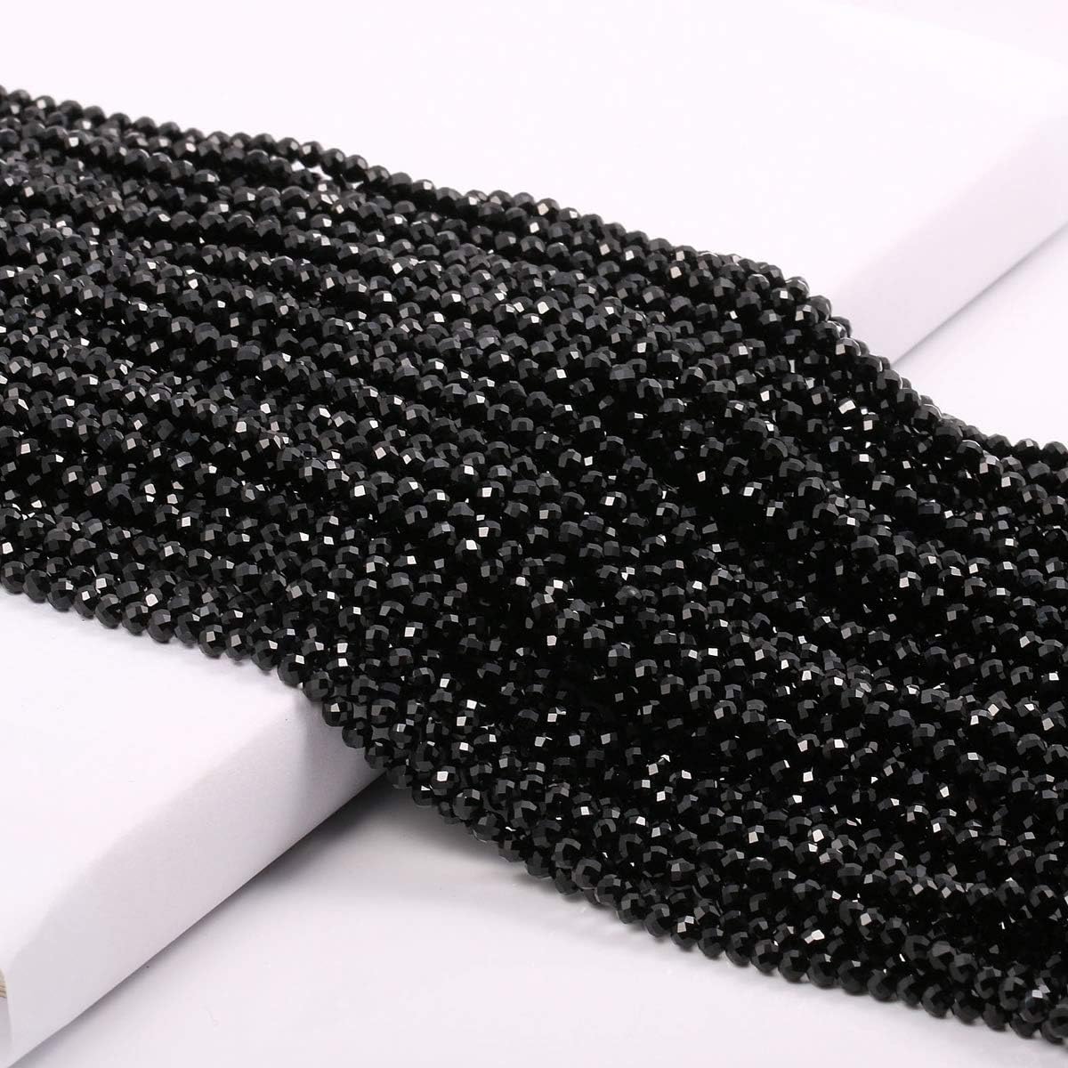 Black Spinel Beads Artificial Faceted Small Round Loose Beads 2mm 15 inch (3 Strands) for Jewelry Making Charms Necklace Bracelet - Image 2