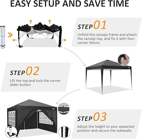 Miniatura 2 de COBIZI Tienda de campaña para exteriores de 10 x 10 pies toldo desplegable de playa y cenador portátil tienda de campaña instantánea comercial