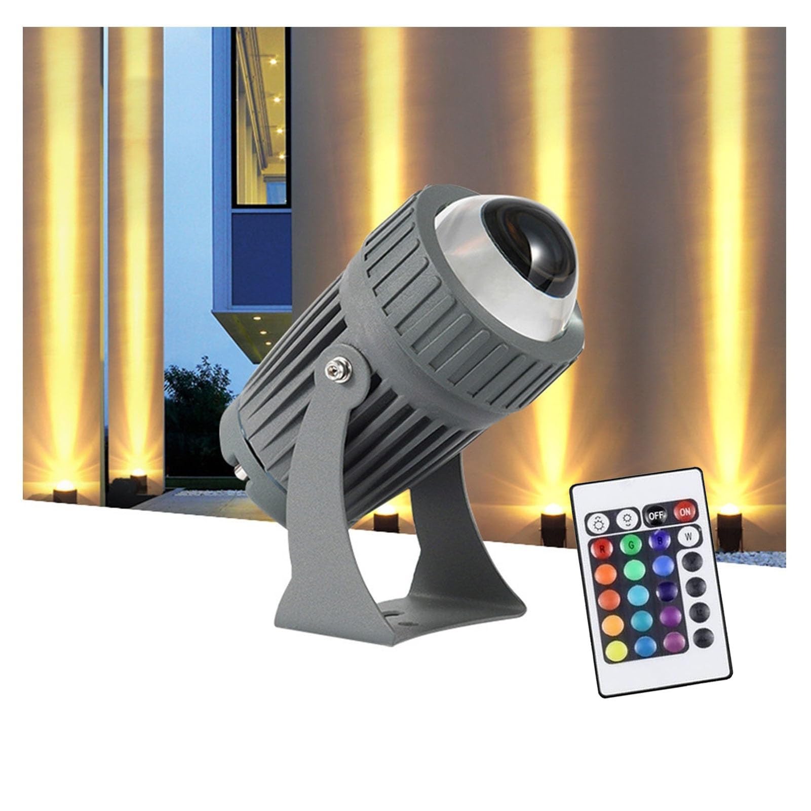 QICBYING Outdoor LED Spotlights - Landscape Lamp, 10W Narrow Beam Floodlight, IP65 Waterproof Rotation Lighting Beam Lamp, Adjustable Long Distance Wall Washing Spotlight(Rgb,10W(24V))