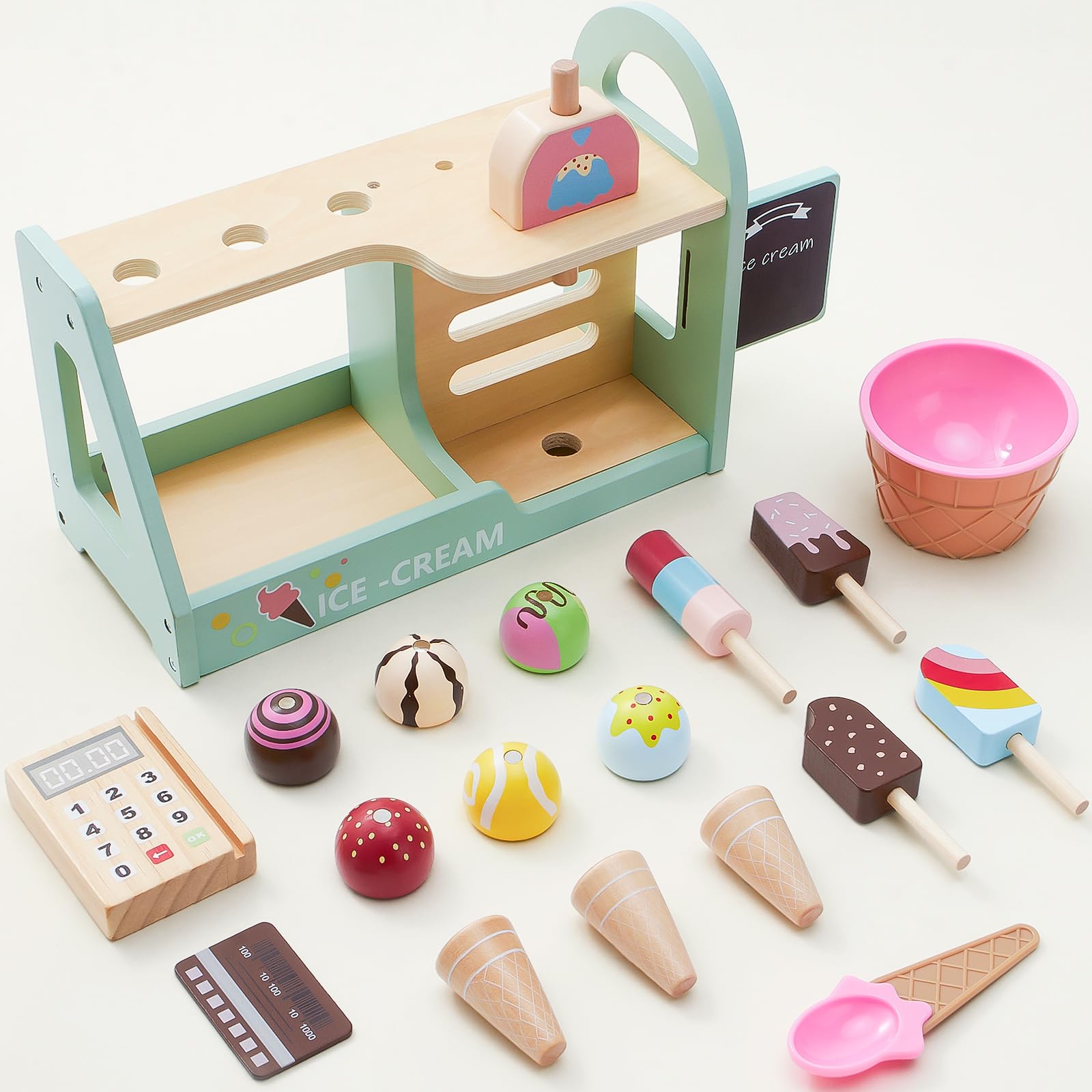 Heladeria Juguete, Cocina Juguete, Comiditas de Juguete, Juguetes Montessori de Madera Juego Educativo de Matemáticas y Lógica, Regalo para Niños Niñas 3 4 5 6 Anos
