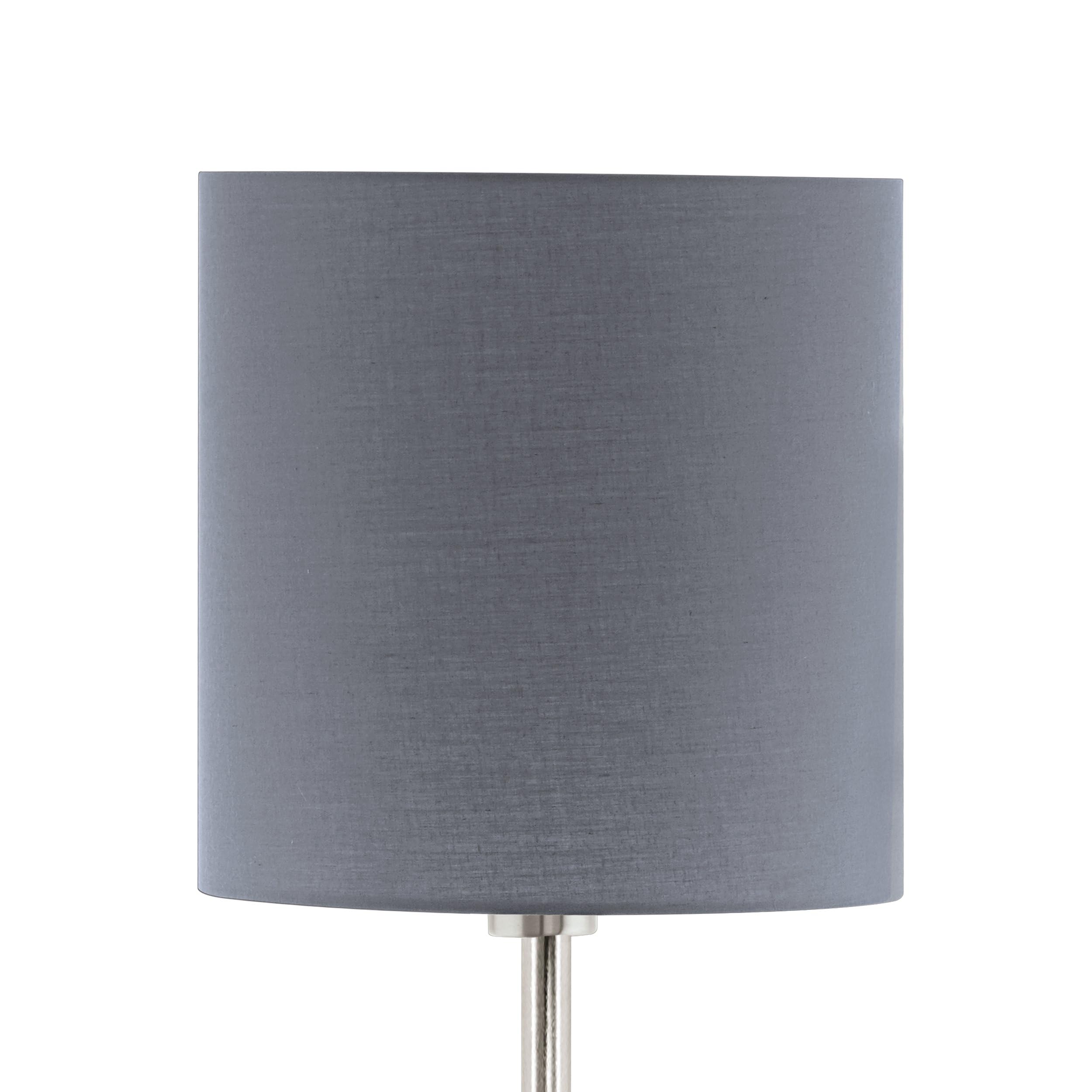 EGLO Stehlampe Pasteri, 1 flammige Textil Stehleuchte | Standleuchte aus Stahl und Stoff, Farbe: Nickel matt, grau, Fassung: E27, inkl. Fußschalter