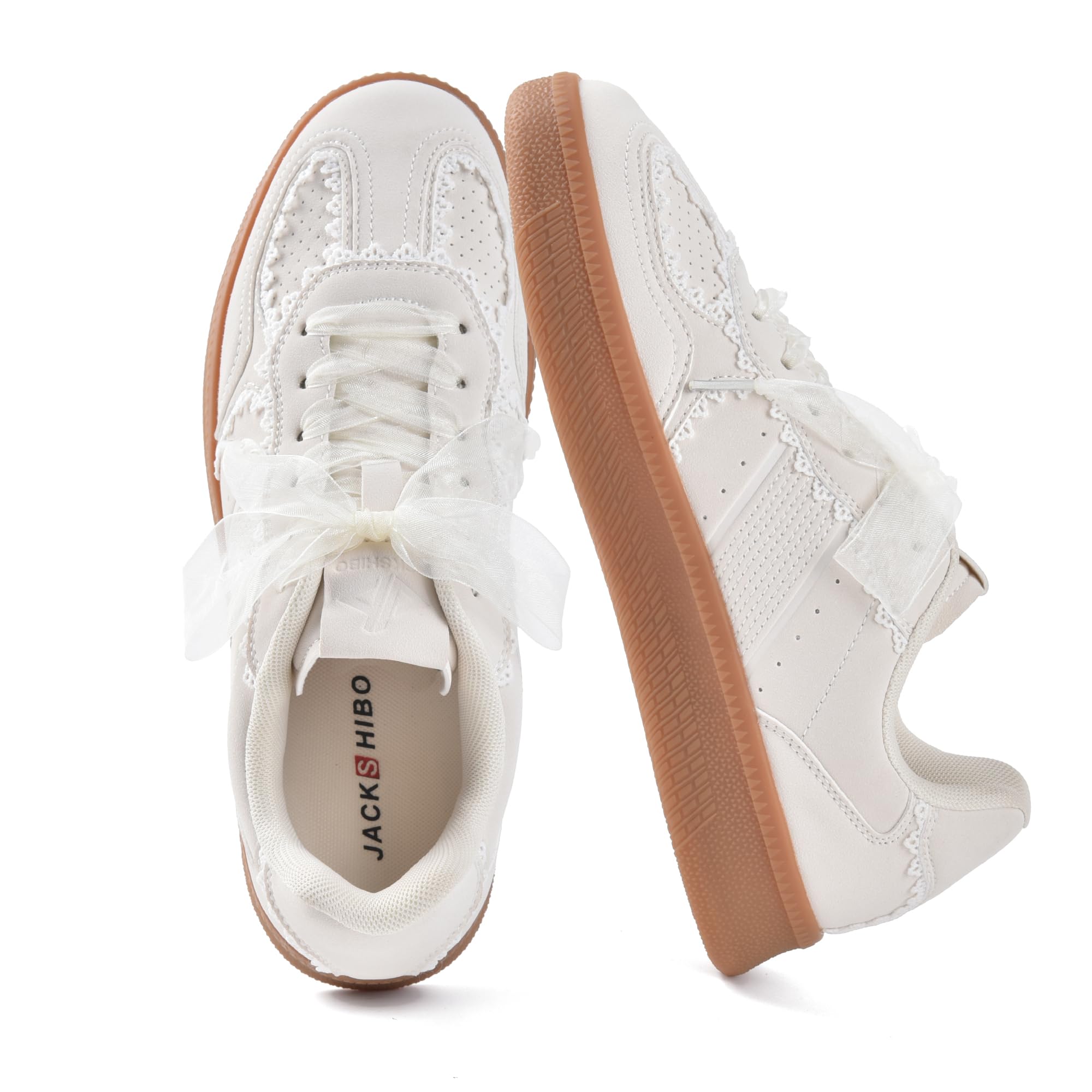 Women's Ribbon Lace-Up Fashion Sneakers Arch Support Tennis Walking Shoes