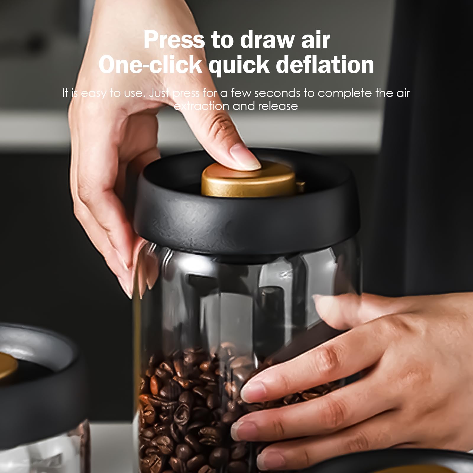 Kaffeedose Luftdicht, Kaffeebehälter 1800ml Bohnen Kaffeedose Luftdicht 1kg Bohnen Mit Messlöffel Aufbewahrungsdose Für Familie, Büro, Cafékaffeebohnen, Pulver, Tee, Nüsse