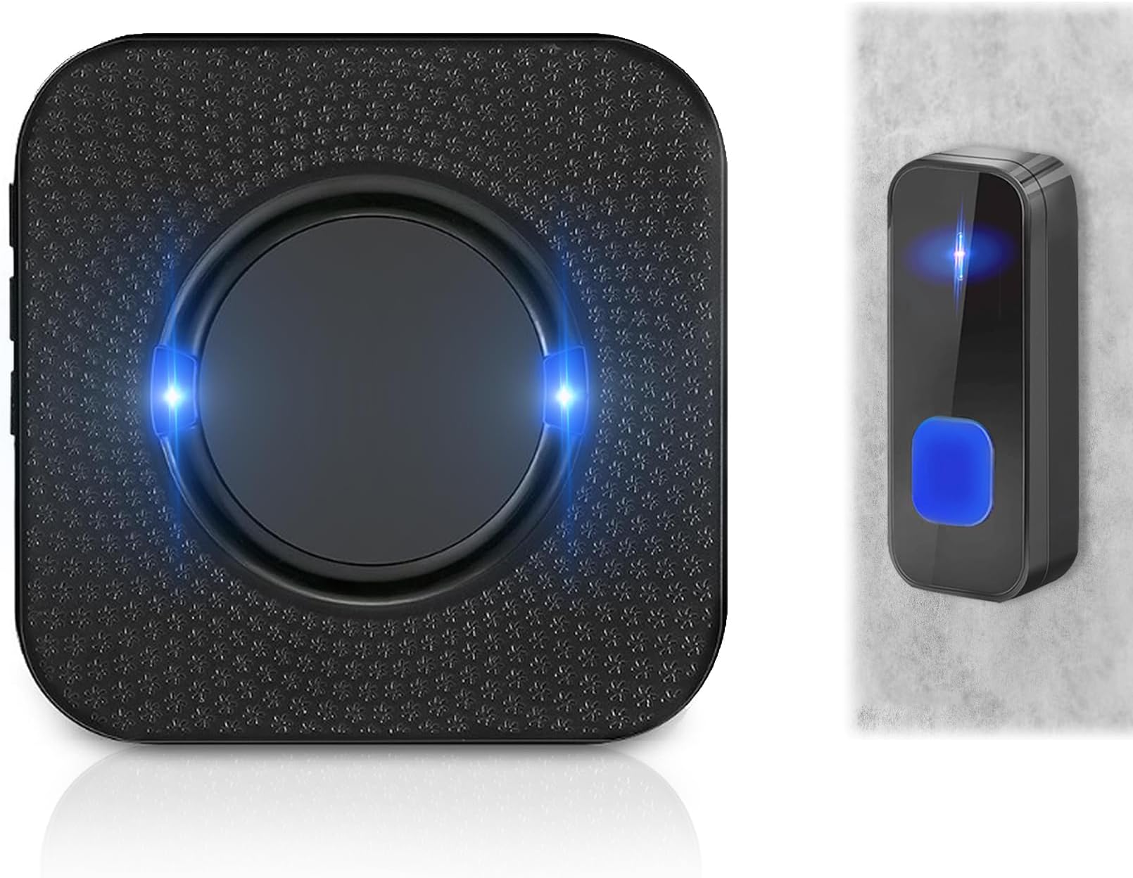 Wireless Bell Battery Operated, Wireless Bell Outdoor Waterproof IP55, Doorbell Wireless 400 m Range Bell Front Door with 55 Melodies, 5 Levels Volumes (1 in 1)