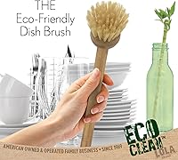 Vista 2 de LOLA Eco Clean Cepillo de bambú para platos, multiusos, mango de bambú renovable ergonómico sostenible, fibras son botellas de soda/agua recicladas