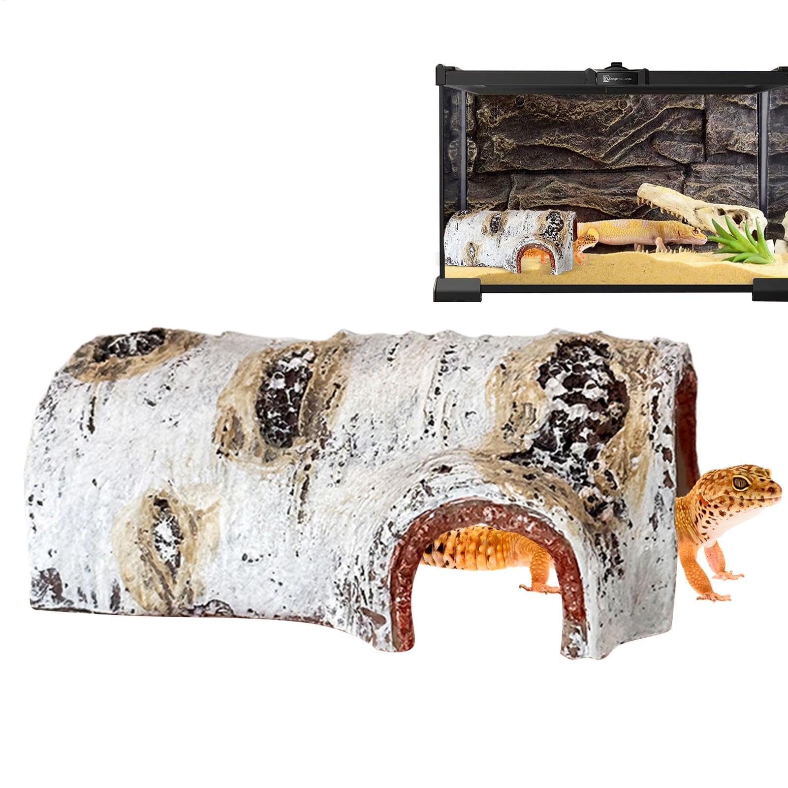 Grotte d'habitat pour reptiles en résine d'arbre de simulation pour grenouilles et crabes