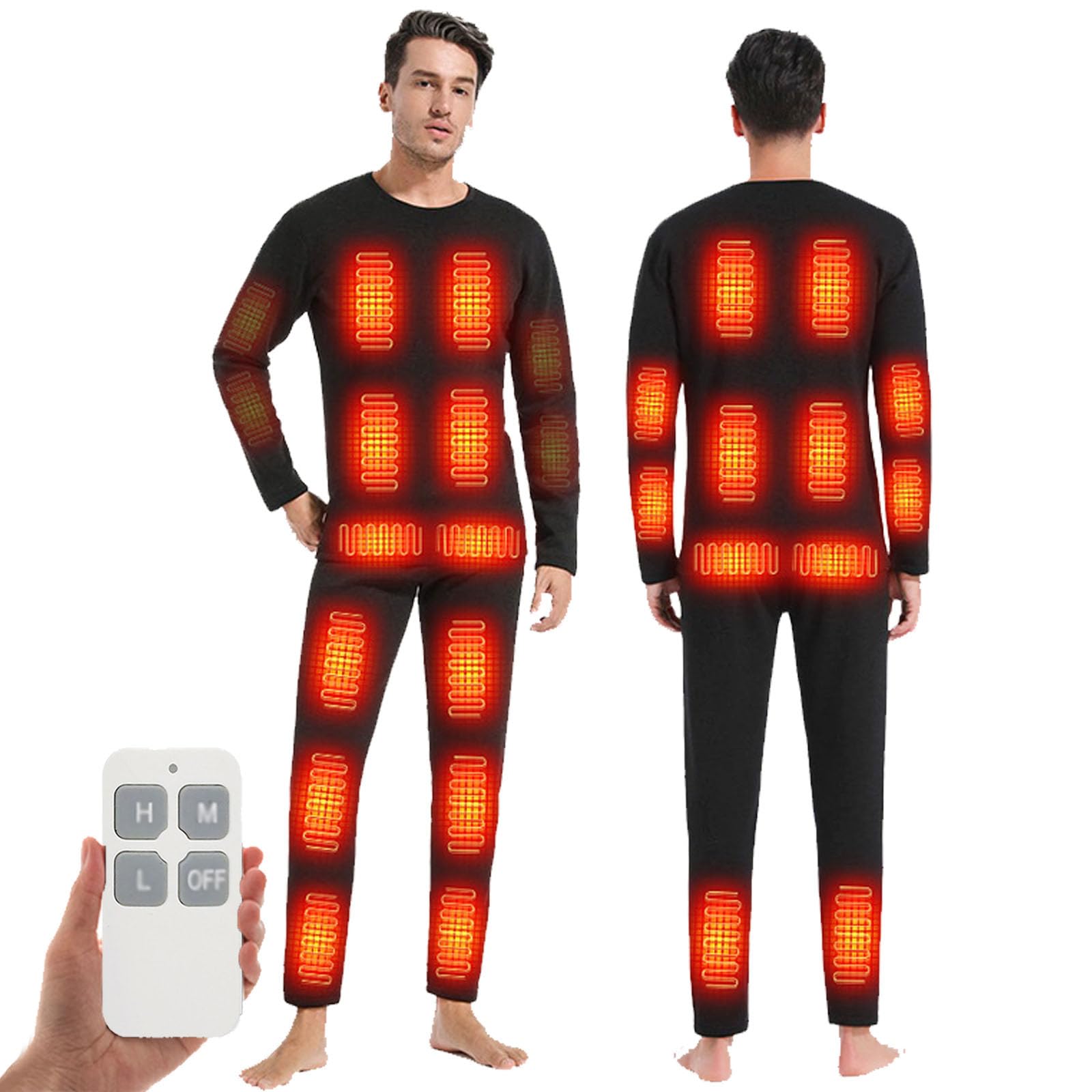 Set di Biancheria Termica Riscaldata da Uomo E Donna con Pile, Maglia Lunga John Riscaldamento Controllo App Strato Base (Senza Batteria)