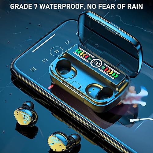 Miniatura 3 de EEkore Auriculares inalámbricos Bluetooth 5.3 con estuche de carga inalámbrica, pantalla a color LED, pantalla digital, auriculares estéreo