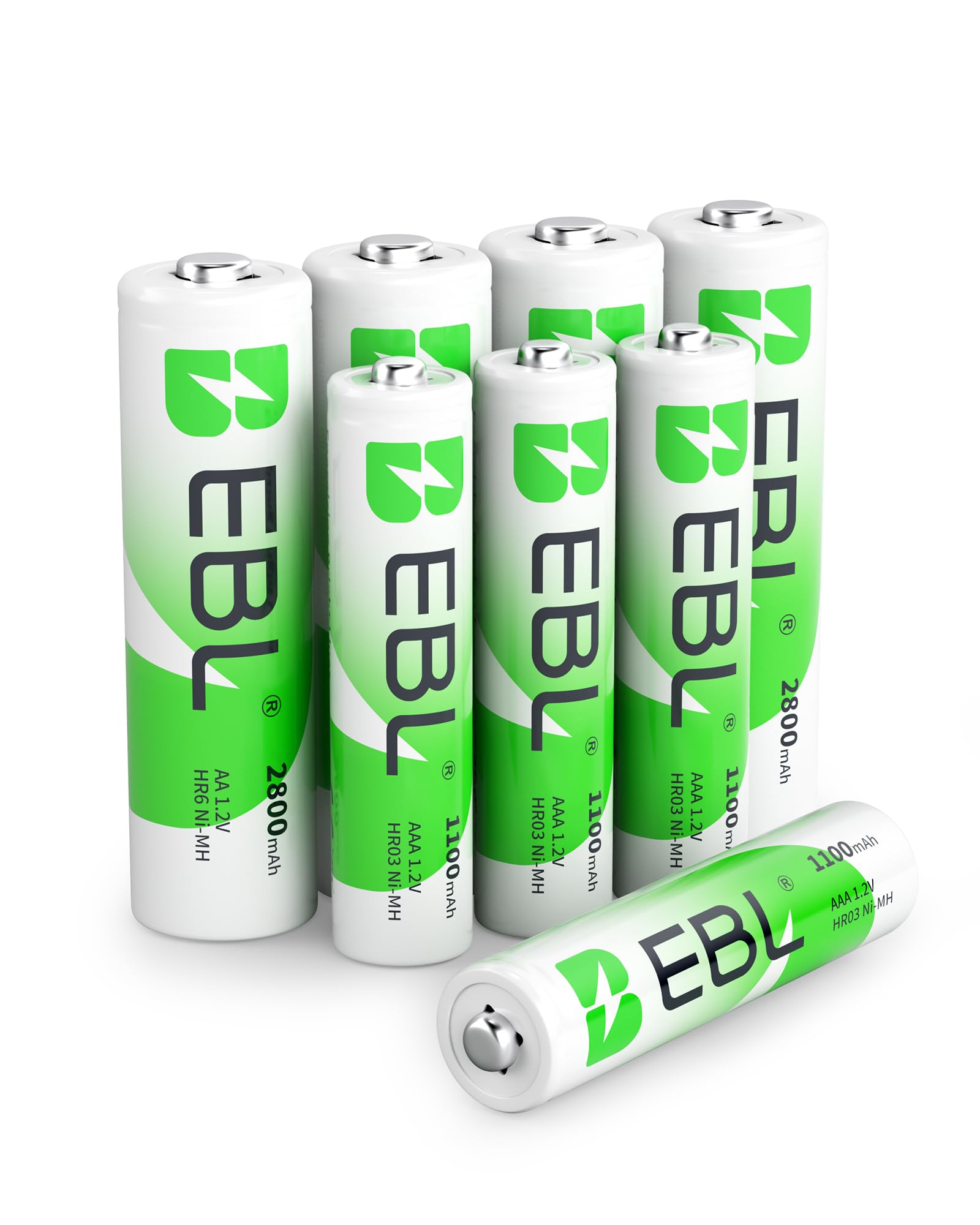 2800mAh Ni-MH AA Batteria & 1100mAh Ni-MH AAA Batteria con Caricabatterie, SUNLYTOUR 4 Piles 2800mAh AA Ni-MH Batterie & 4 Piles 1100mAh AAA Batterie con Caricabatterie, Ricarica fino a 1200 Cicli