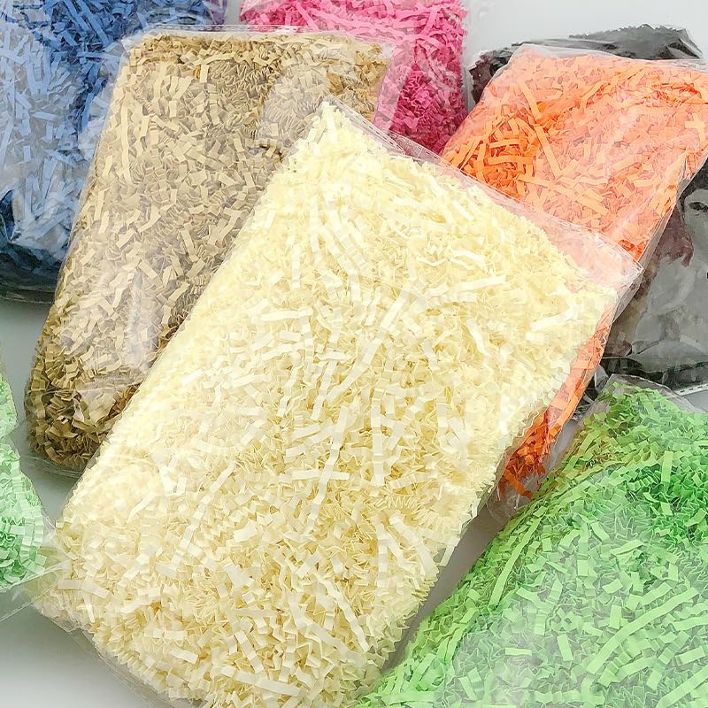 Papier déchiqueté pour boîtes-cadeaux, Papier de soie froissé à paillettes multicolore, 100-500 g(Orange Yellow,500g)