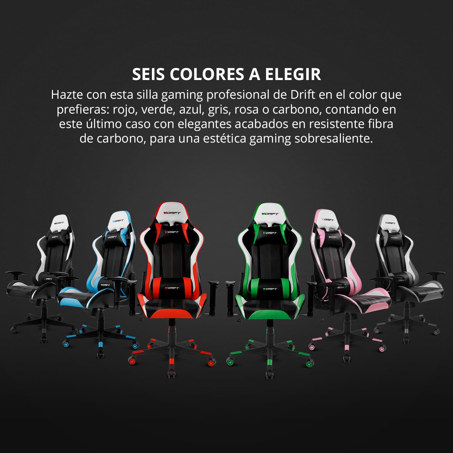DRIFT GAMING DR175 - Silla Gaming Profesional, polipiel, reposabrazos ajustables 2D, pistón clase 4, giratoria, mecanismo de mariposa, cojín lumbar y cervical, color negro/blanco/verde