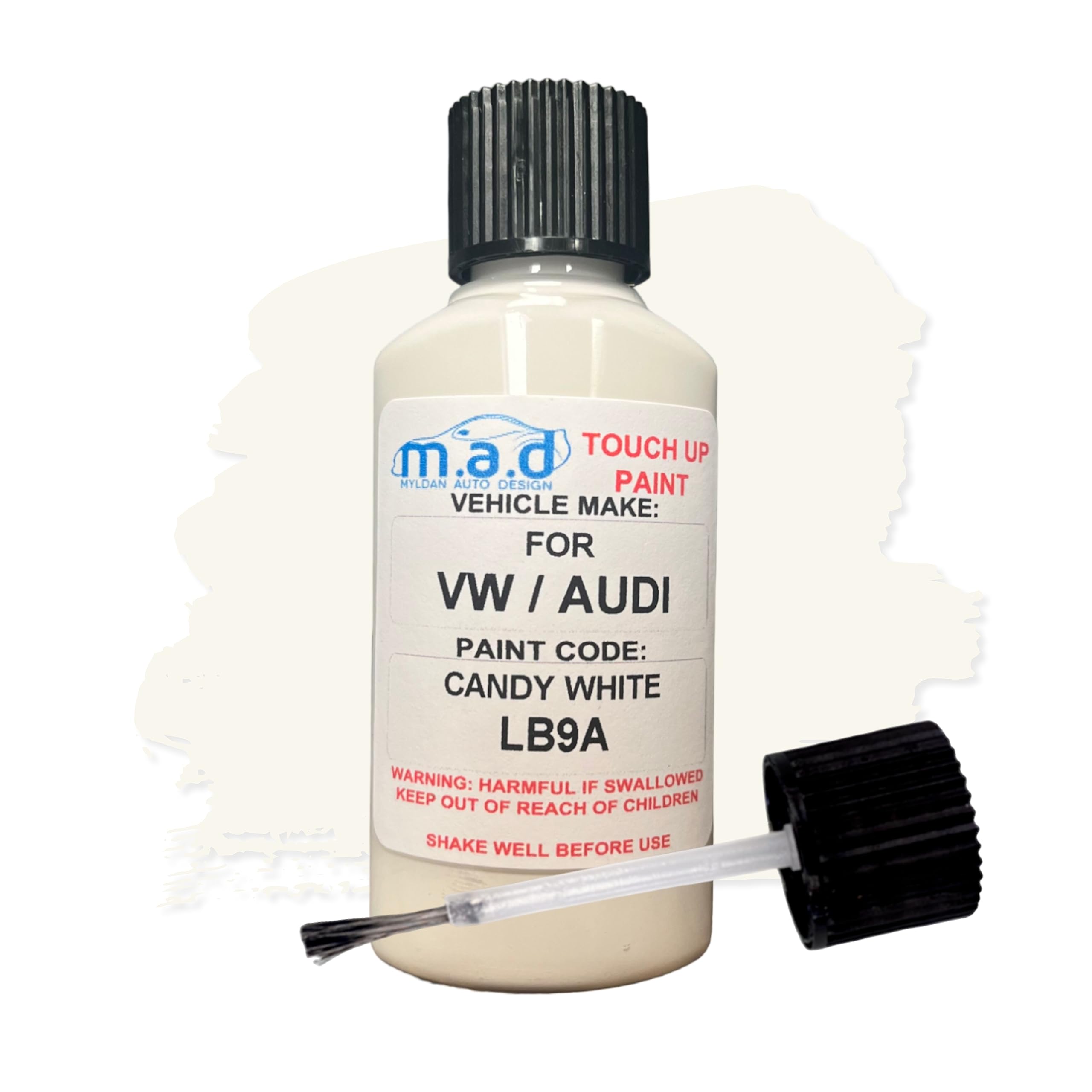 AUDI CANDY WHITE LB9A PAINT TOUCH UP KIT 30ML SCRATCH CHIP BRUSH A1 A3 A4 A5 A6