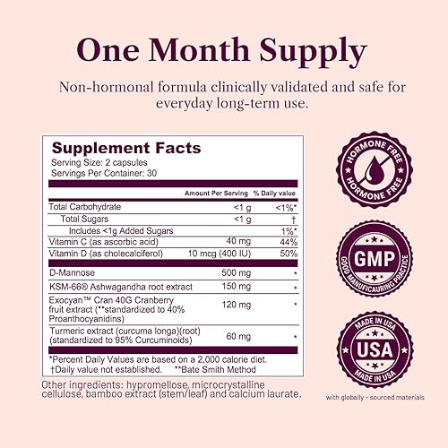 Miniatura 5 de Equilibrio urinario  60 cápsulas, suministro de 1 mes  Apoyo para la menopausia para comodidad, hidratación y frecuencia  Formulado por médicos con