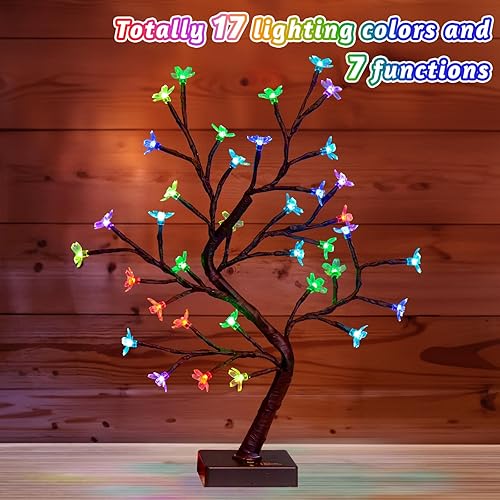 Miniatura 2 de PEIDUO RGBW - Árbol bonsái iluminado con 36 luces LED que cambian de color, lámpara de árbol de espíritu iluminado con controlador para Navidad,