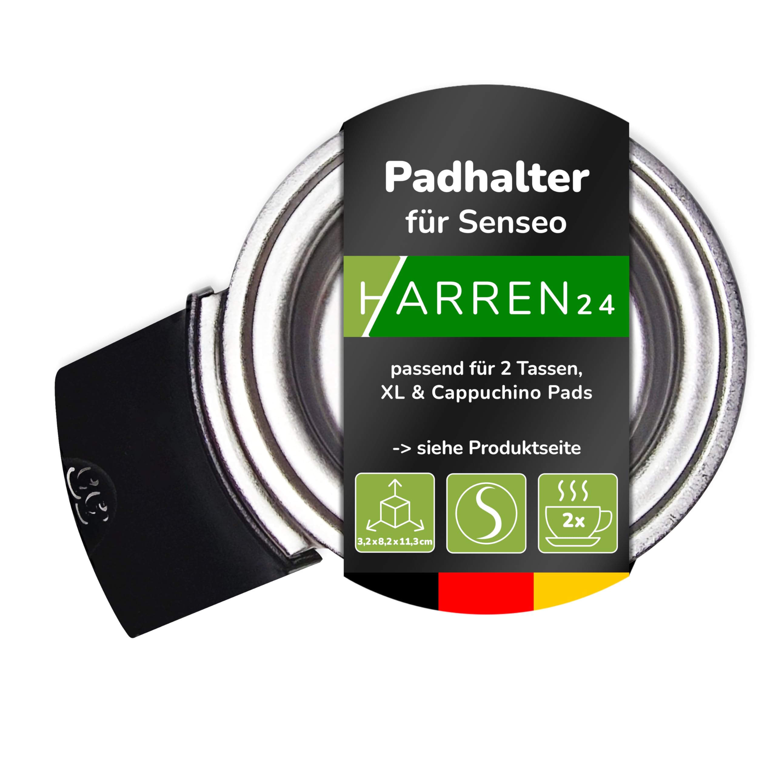 Padhalter HD5010/01 für 2 Tassen kompatibel mit Philips Senseo Kaffeepadmaschine Original (Plus) HD6552 - HD6556, HD7803 - HD7806, HD7810 - HD7819, CSA210