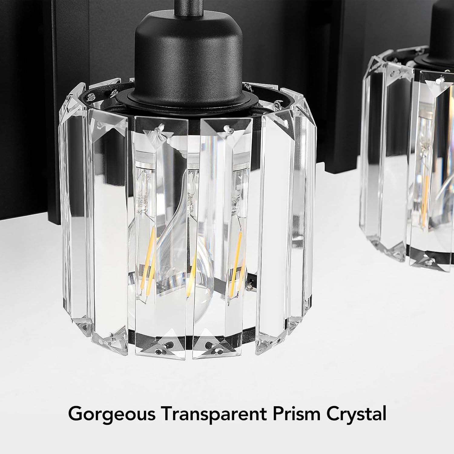 Modern Crystal 3 Light Black Bathroom Vanity Light Wall Light Fixtures with Clear Shades Vanity Lighting Fixtures Over Mirror for Bathroom (Bulbs Not Included)