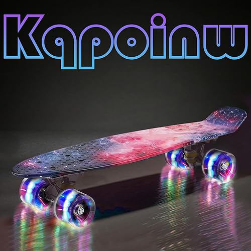 Miniatura 9 de Patinetas, 22" Patineta Completa, Mini Cruiser Skateboard para Niños Niñas Adolescentes Principiantes con Coloridas Ruedas Intermitentes Herramienta