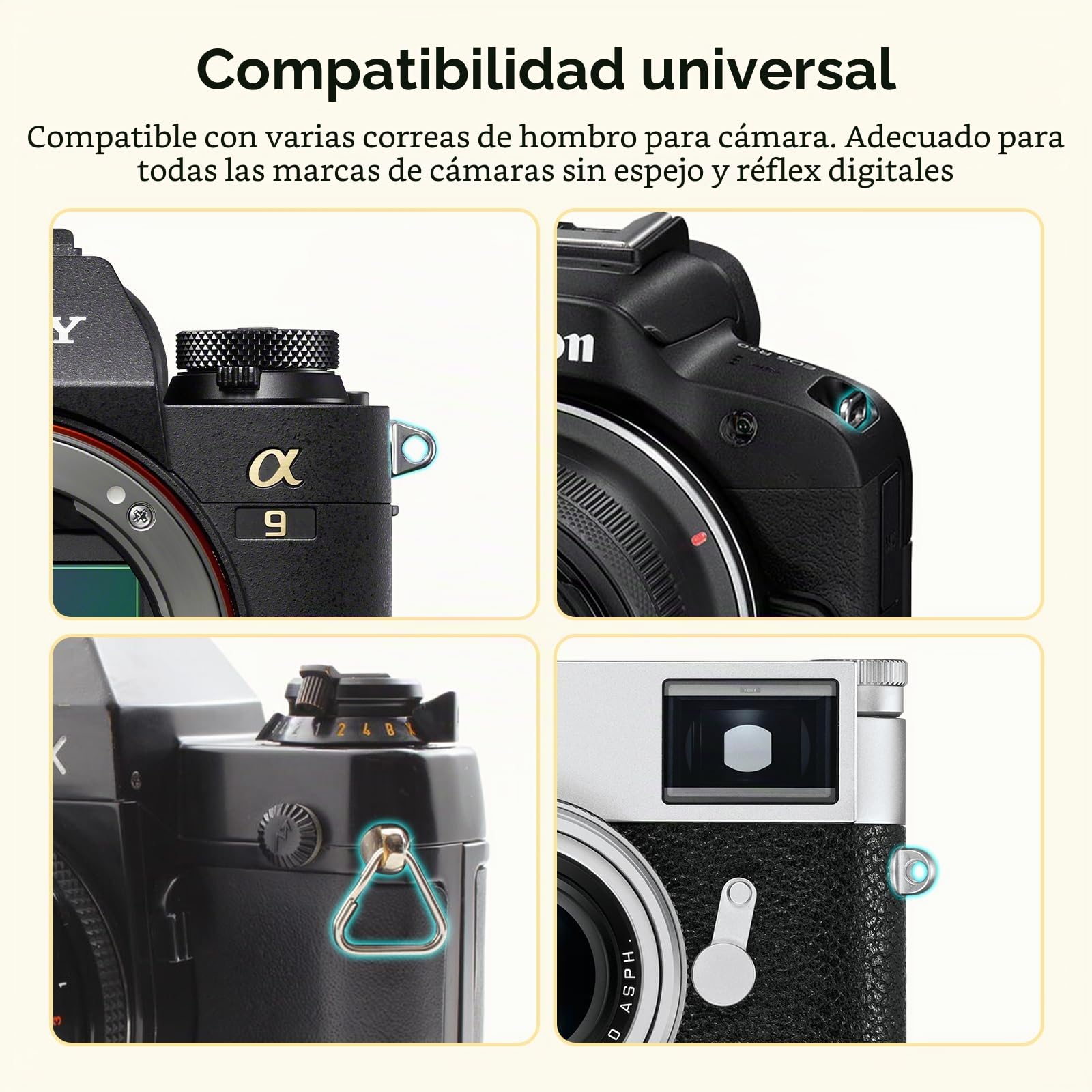 SMALLRIG Correa de Hombro para Cámara, Correa de Hombro Trenzada Ajustable con Junta Tórica y Almohadilla de Cuero para Cámara DSLR o Sin Espejo, Gris - 5057