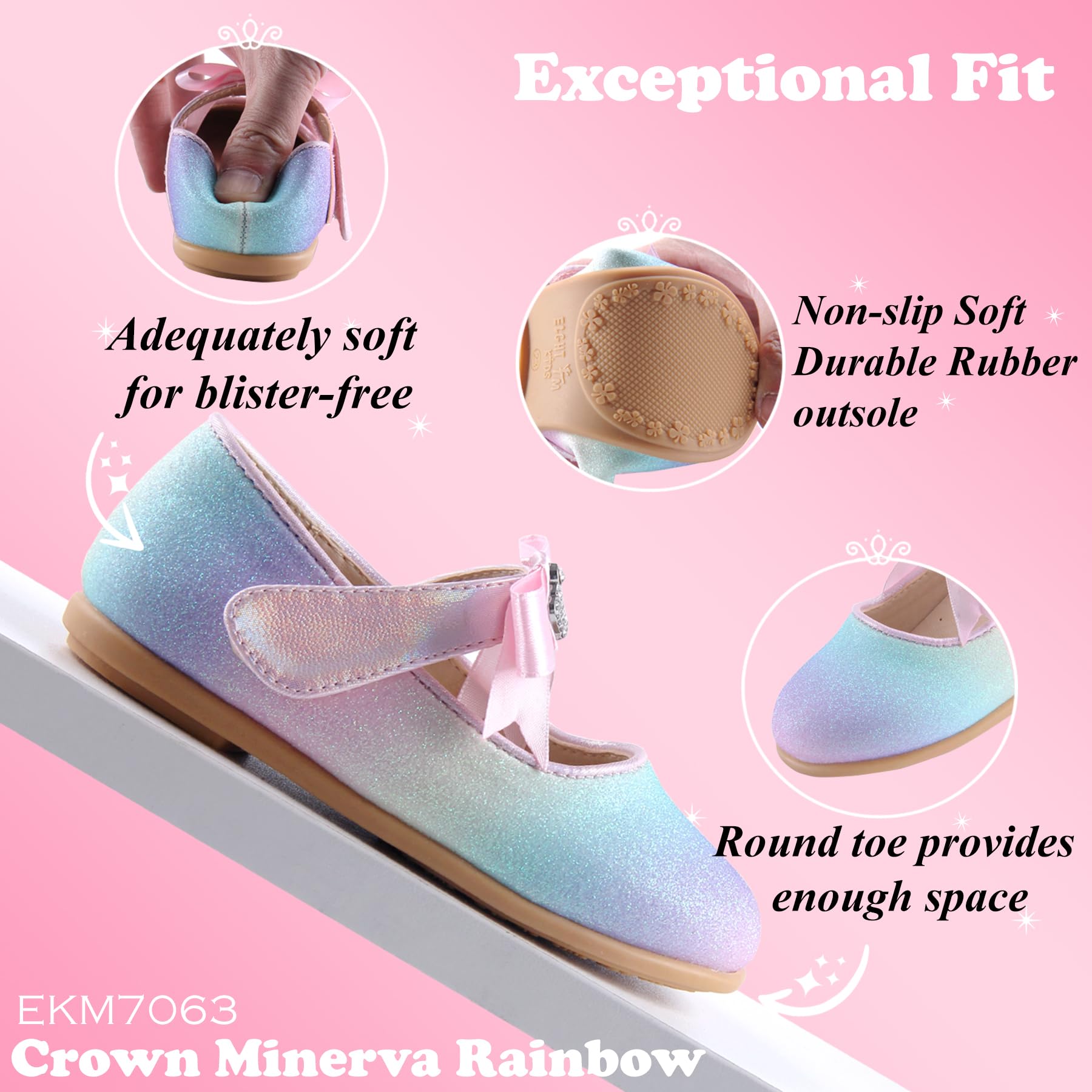 EIGHT KM EKM7063 Filles en Bas âge Chaussures habillées Chaussure Mary Jane Flats Princesse Chaussures De Mariage Ballerines