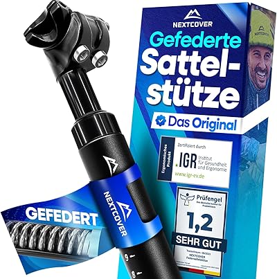 NEXTCOVER® Sattelstütze gefedert - Das Original - mit 27.2/30.9/31.6/34.9mm Durchmesser und [Comfort-Spring] Technologie I gefederte Sattelstütze, Sattelstange, Federsattelstütze