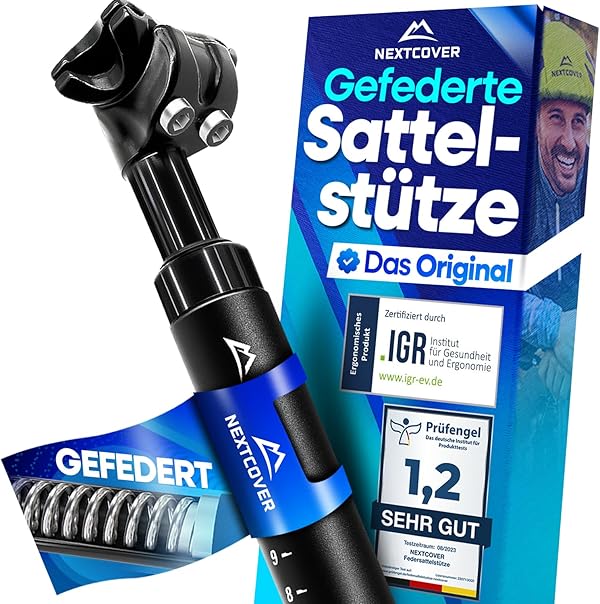 NEXTCOVER® Sattelstütze gefedert - Das Original - mit 27.2/30.9/31.6/34.9mm Durchmesser und [Comfort-Spring] Technologie I gefederte Sattelstütze, Sattelstange, Federsattelstütze