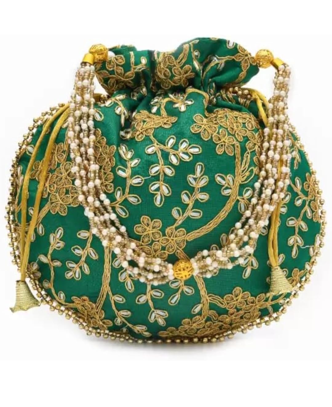 sf beauty lingerie Potli Bags - Mirror Work Pouch Bags For Women | Fancy Ethnic Bag for Wedding, Parties | Bridal Bag (Green)-picture-49