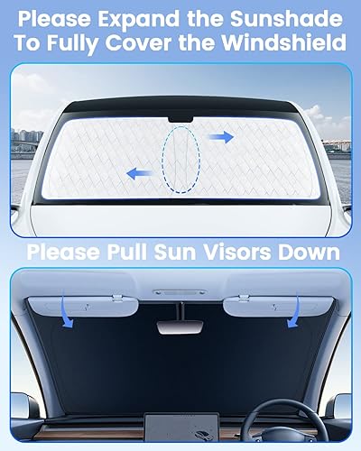 Miniatura 2 de KUST Parasol para parabrisas delantero, plegable, más grueso, de 5 capas, bloquea el calor y los rayos UV del sol
