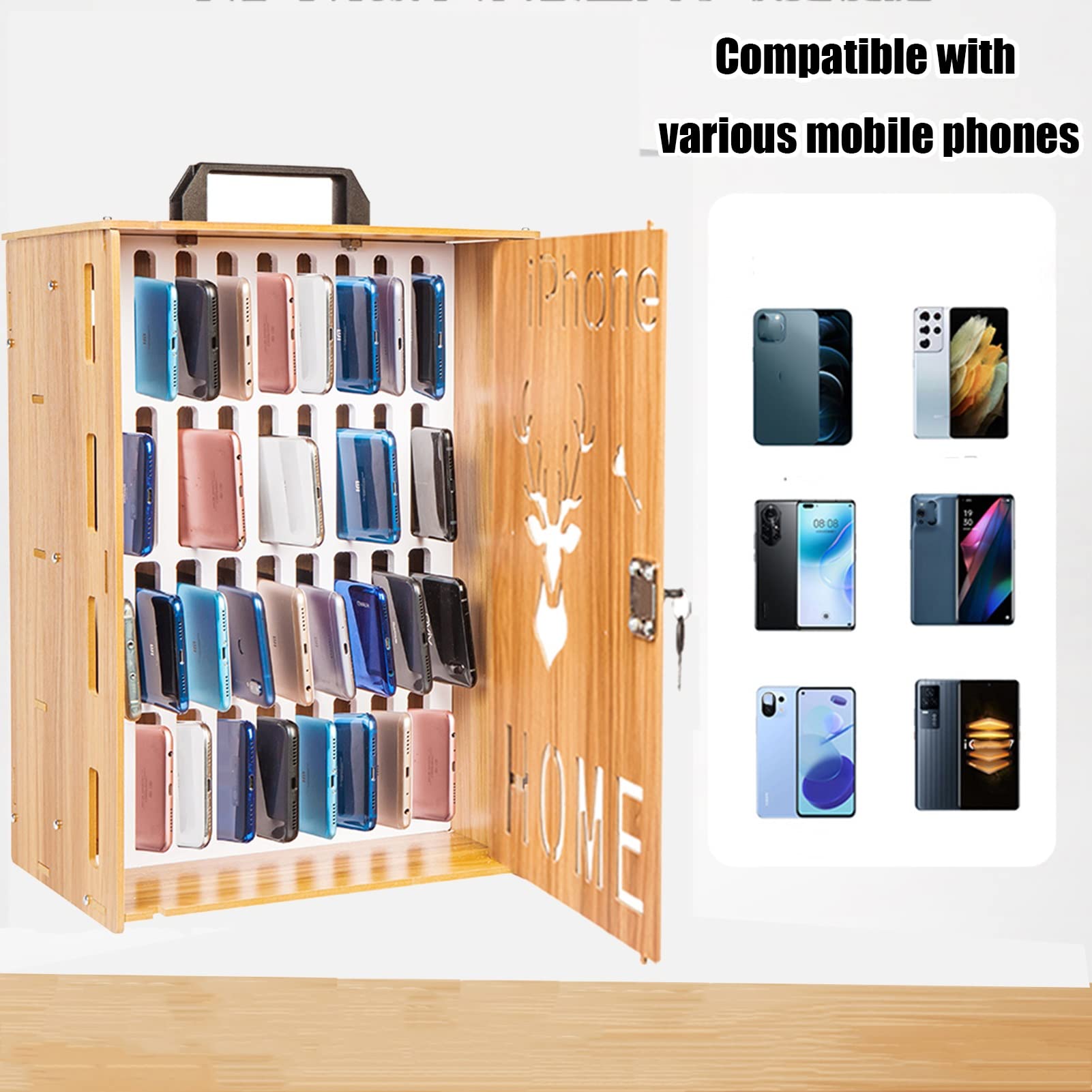 Caja De Casillero para Teléfono De 16/36 bits Gabinetes De Madera para Teléfono Móvil Aulas Escolares con Llave Gabinetes De Gestión Móvil para Poner En La Cárcel Montados En La Pared (Color : A, S
