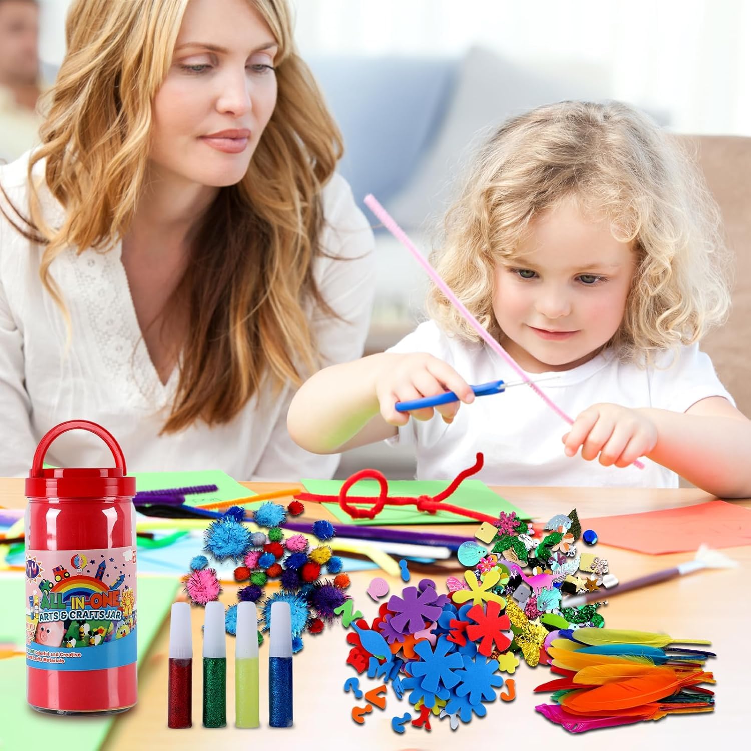 Piucrty Bastelkoffer Bastelset Kinder 3-10 Jahre Bastelzubehör Bastelkiste Kindergeburtstag Basteln Mädchen Diy Kit Set Bastelmaterial Bastelkiste Bastelsachen Bastelbox Geschenke Bastelutensilien