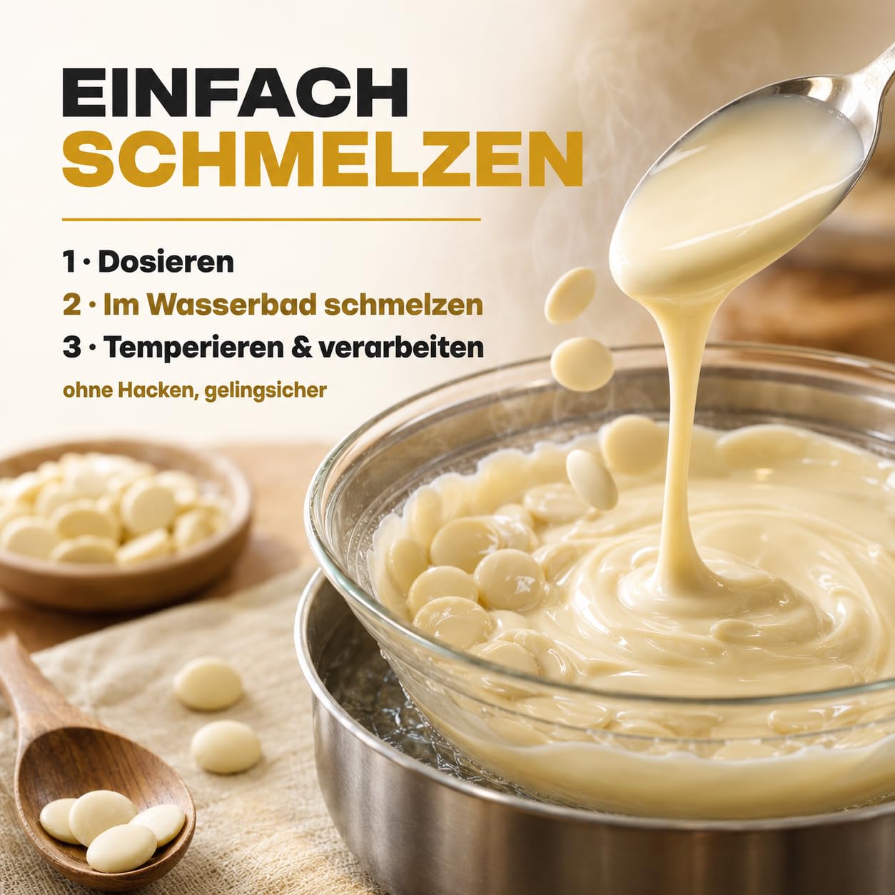 GiDeli Weiße Schokolade Drops 5kg im Eimer - Kuvertüre mit Kakaobutter & 33% Kakao - Backschokolade zum Schmelzen - Einfache Dosierung - Ideal für Pralinen, Ganache & Schokoladenfondue