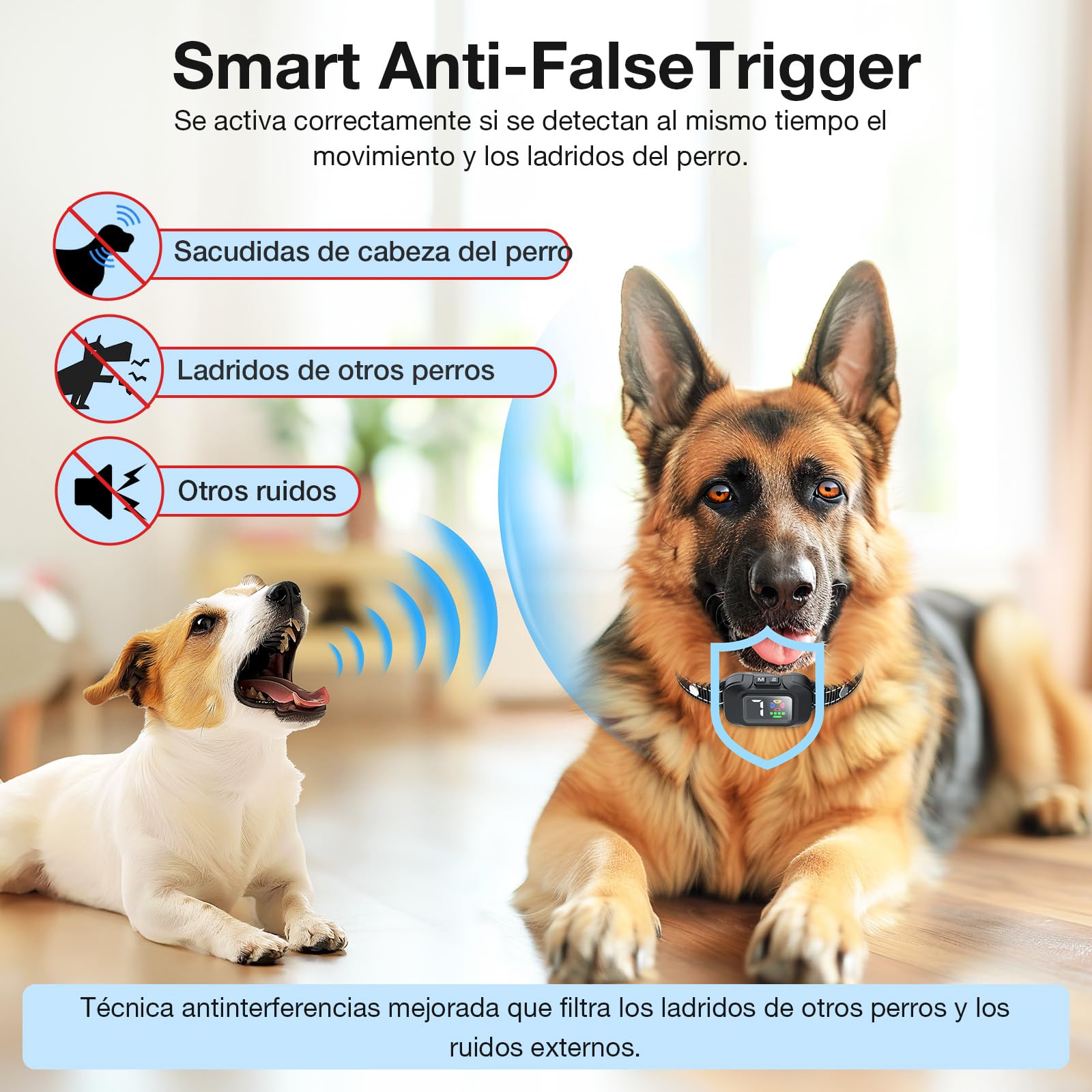 RUXAN Collar Adiestramiento para Perros - Antiladridos para Perros Ultrasonidos, 6 Modos De Eficiente, 7 Niveles De Sensibilidad Ajustables, Adecuado para Perro Grandes y Pequeños, Bark for Dogs